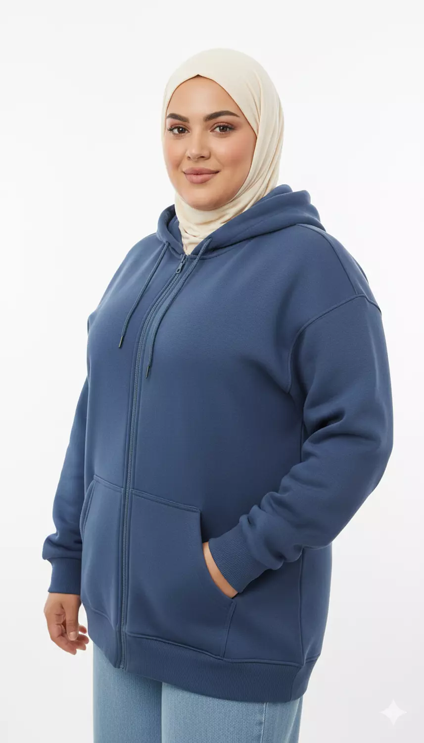 Unisex Plus Size Daily Comfort Full-Zip Hoodie image