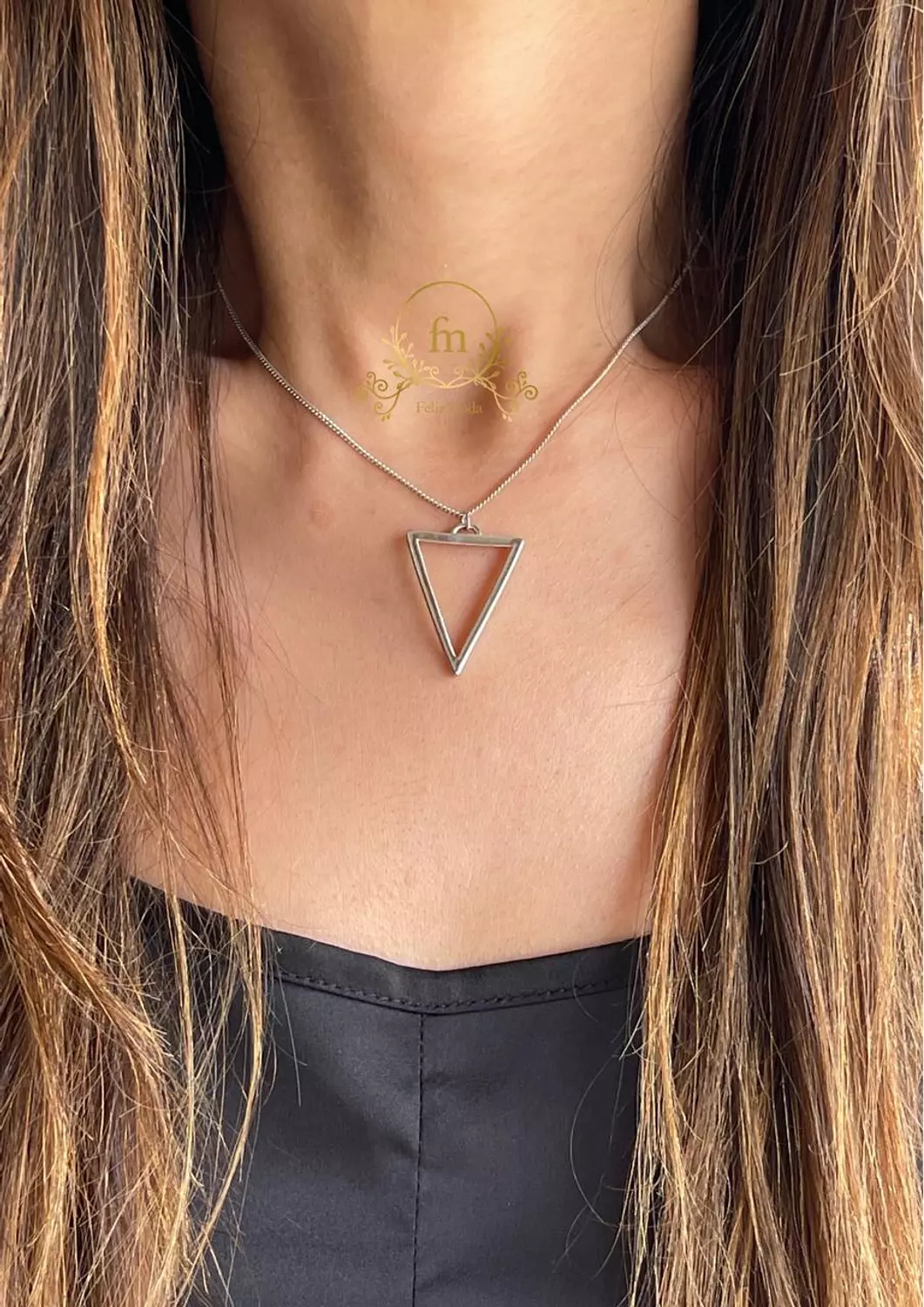 Triangle silver necklace image