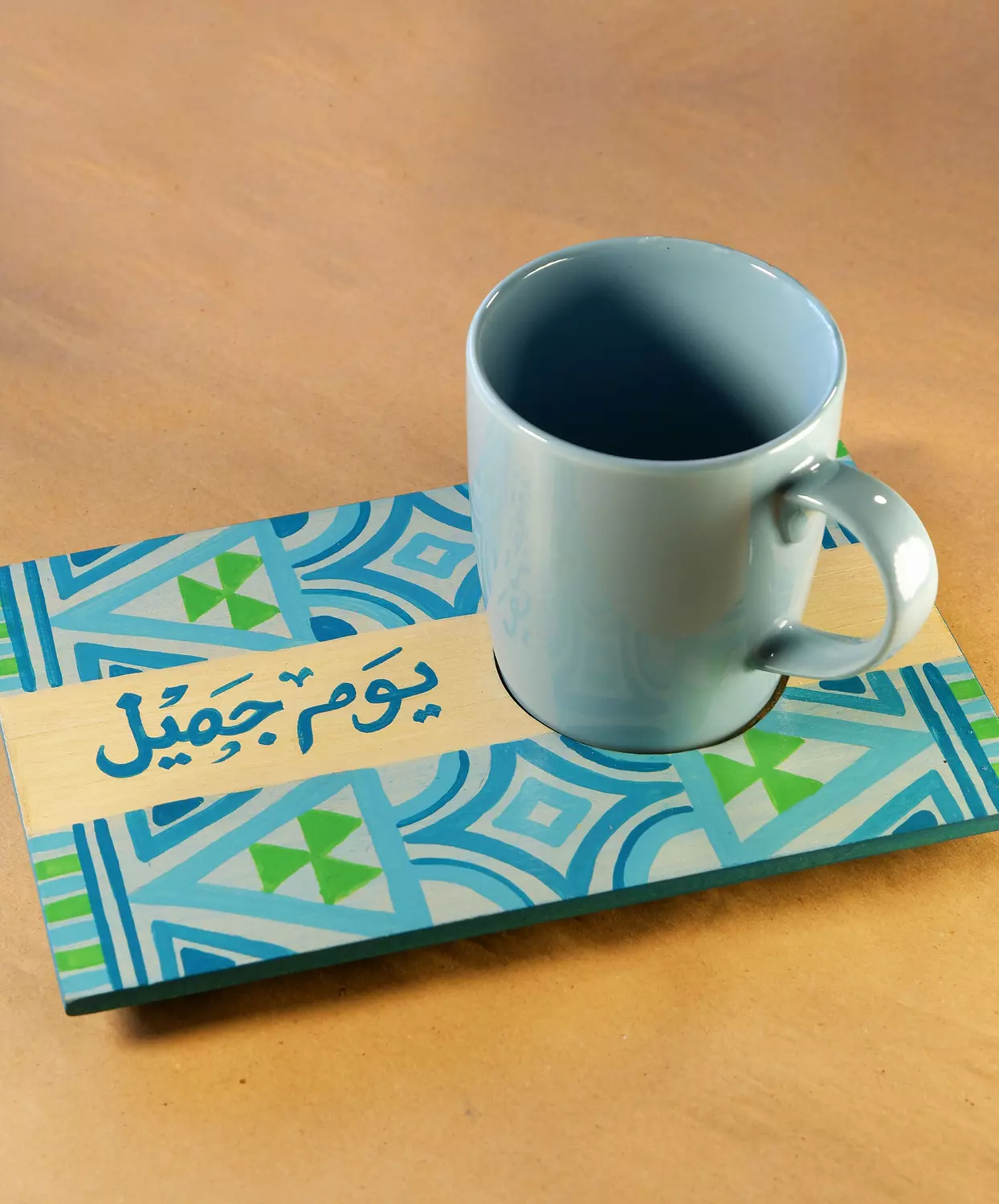 Coaster mug -  fork design - blue 2
