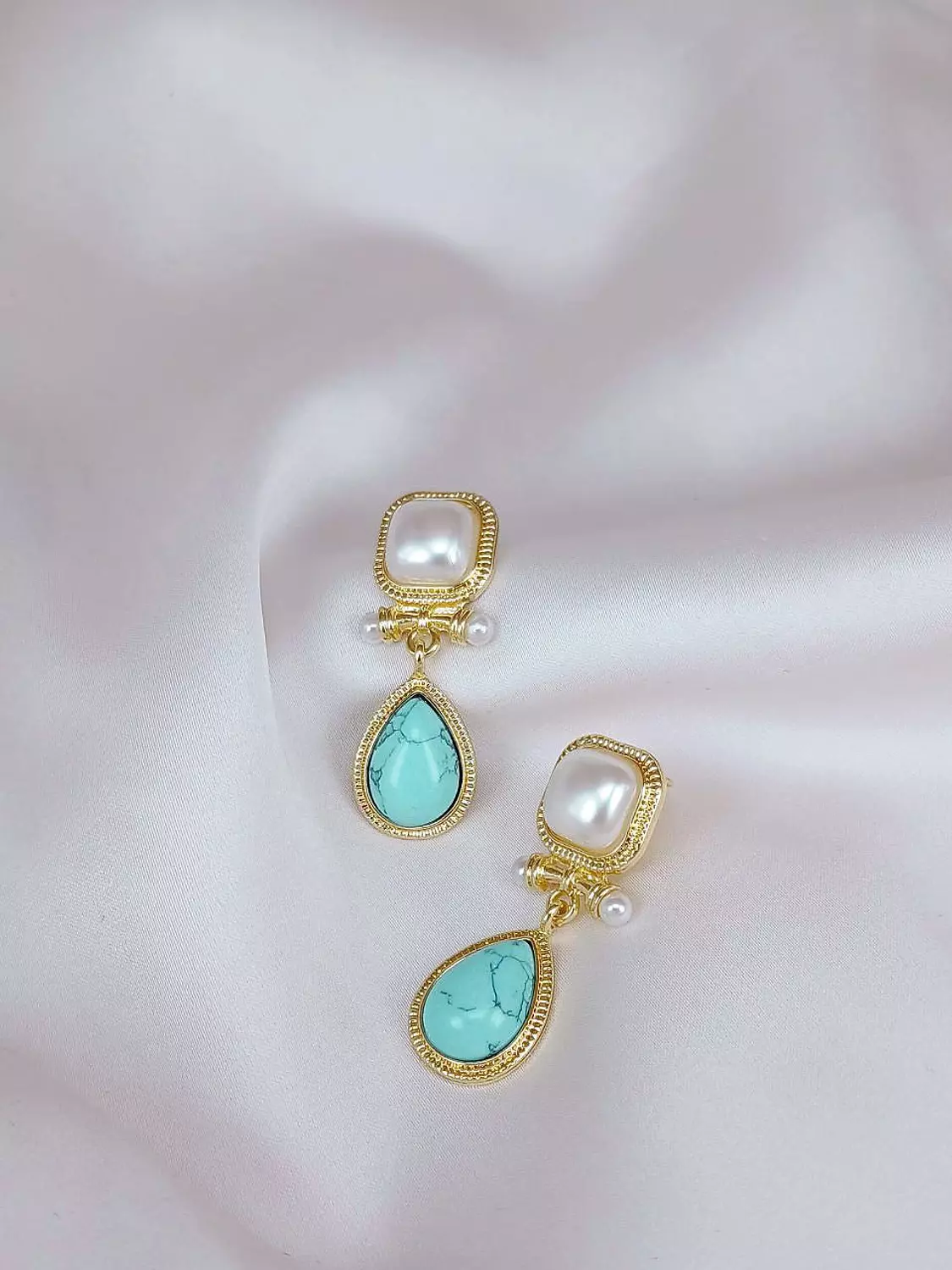 Gold Plated Light Blue - Earring 1
