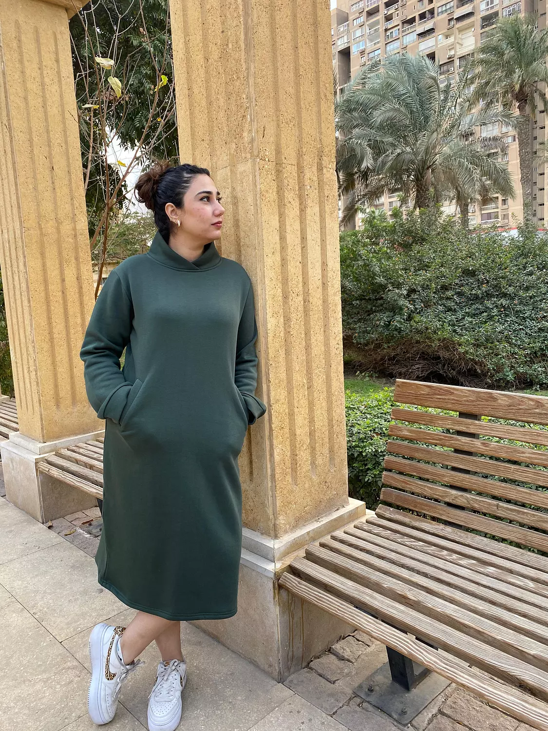 Dark Olive Melton Dress image