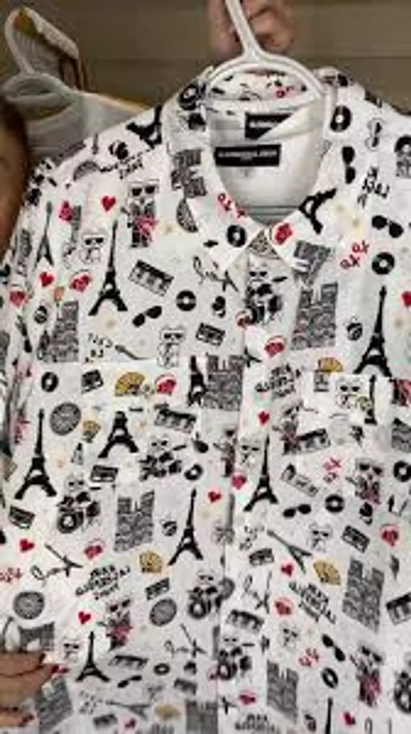Karl Lagerfeld Paris Women’s Iconic Paris Print Shirt – White Multicolor image