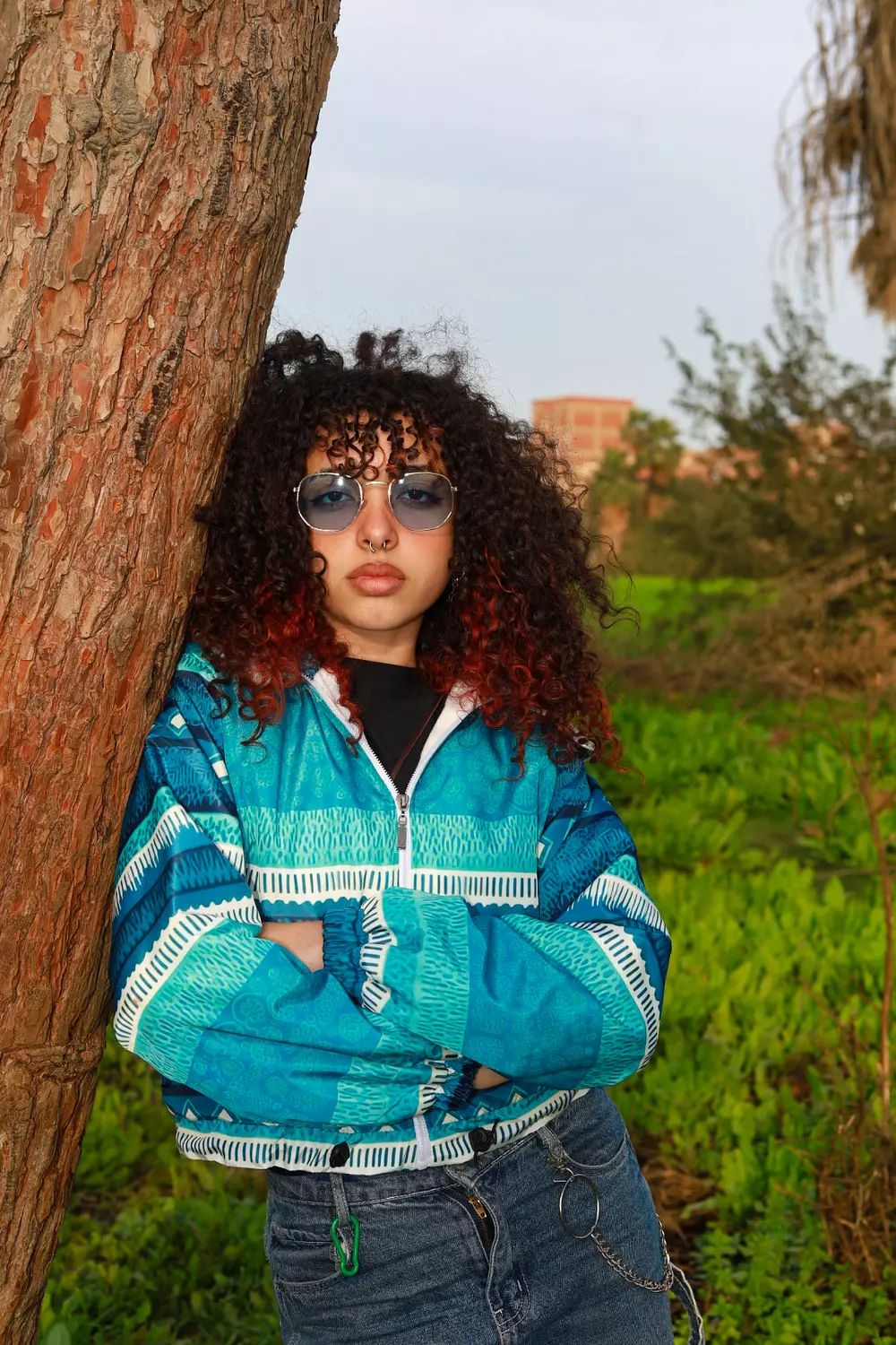 Hooded Cropped Ethnic Patterned Bomber Jacket 1