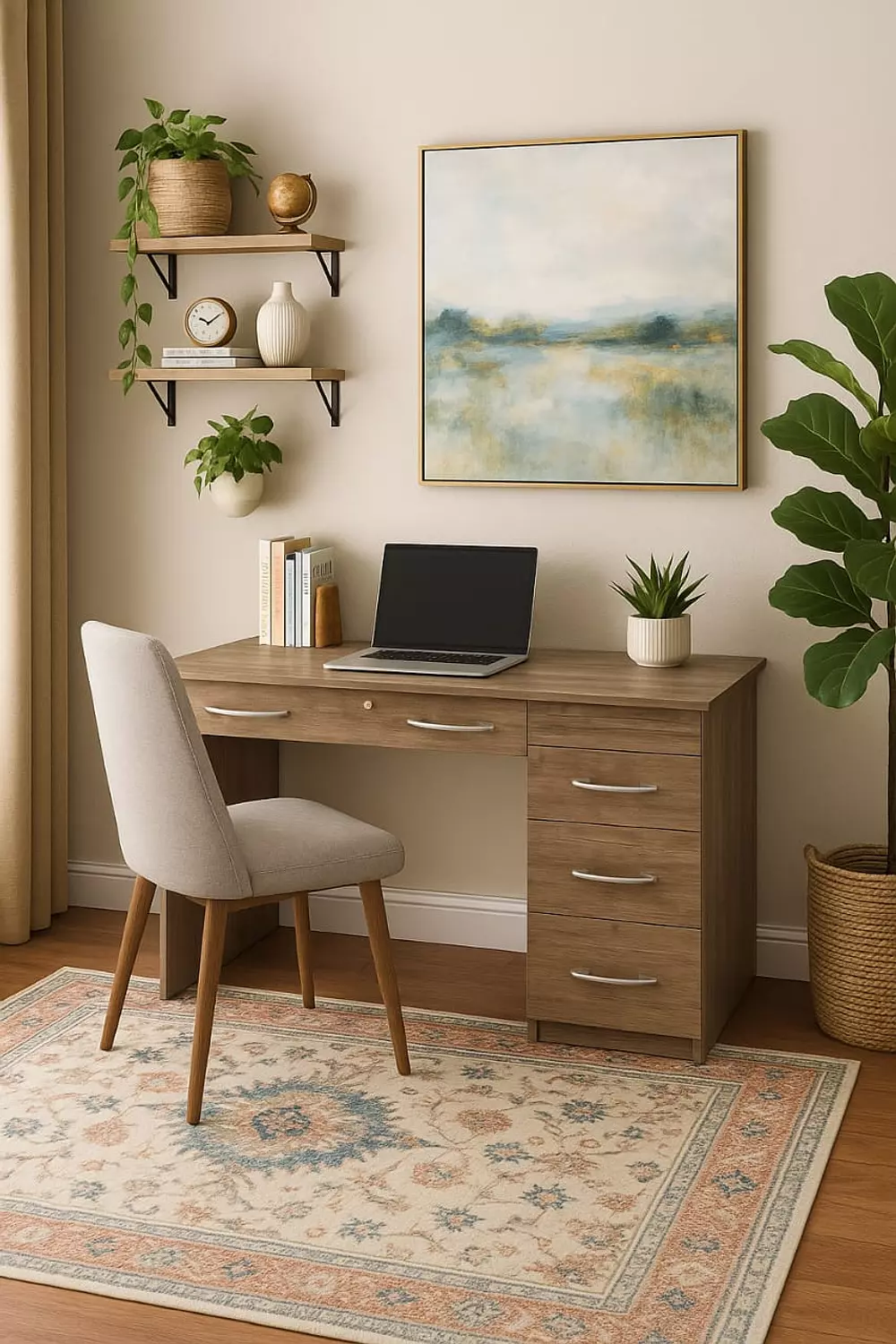 Desk 120 cm Brown Zero – 4 Drawers image