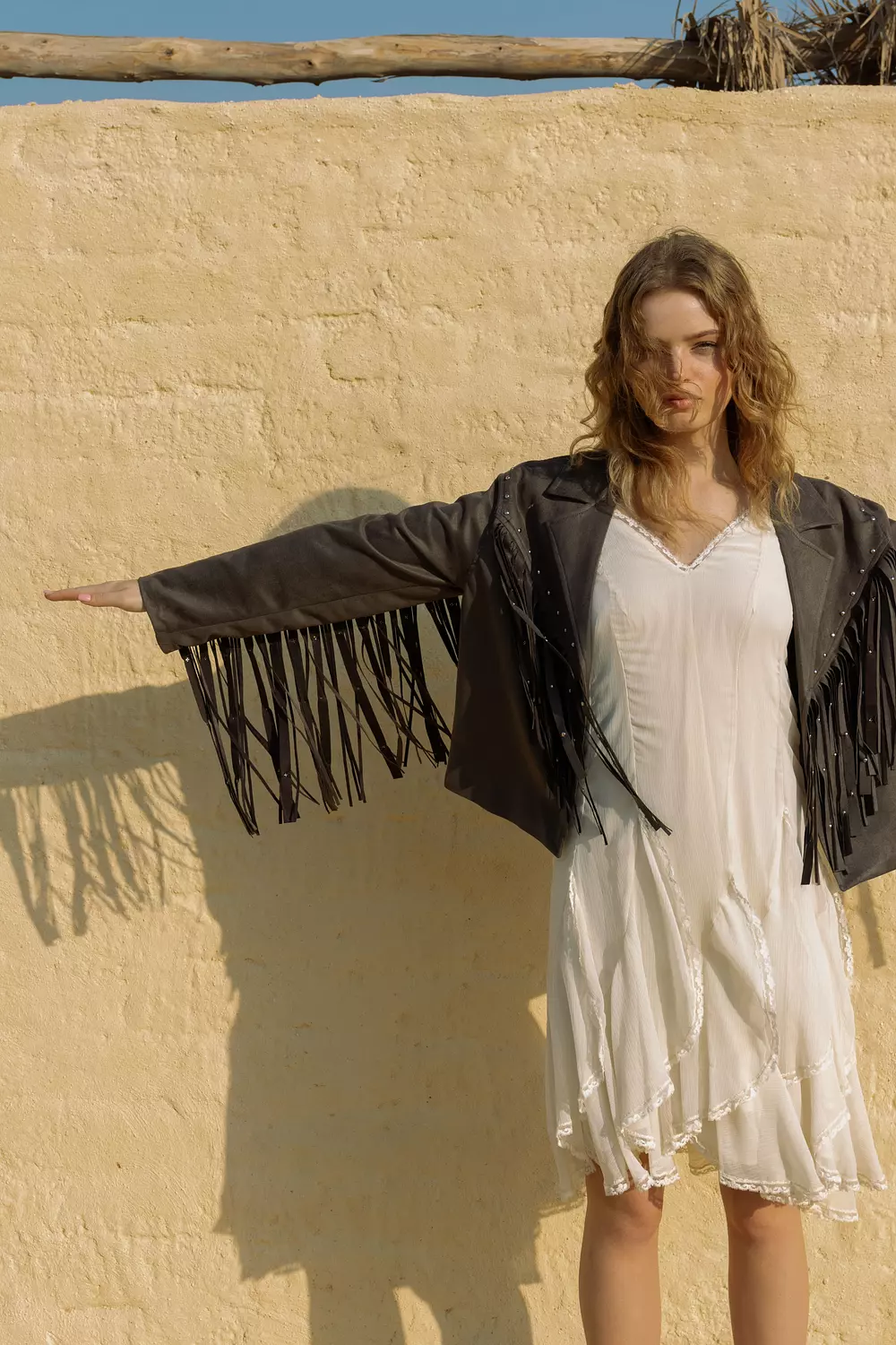 Fringe Suede Jacket - dark grey 3