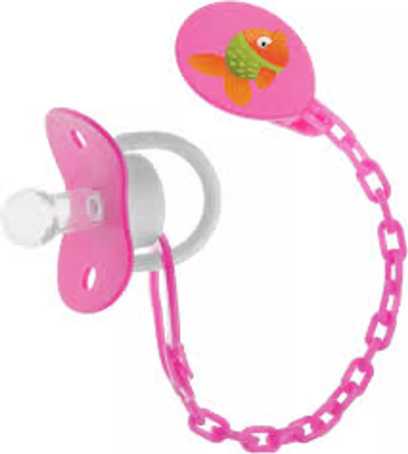 BUBBLES NORMAL SOOTHER WITH CHAIN +6M PINK image