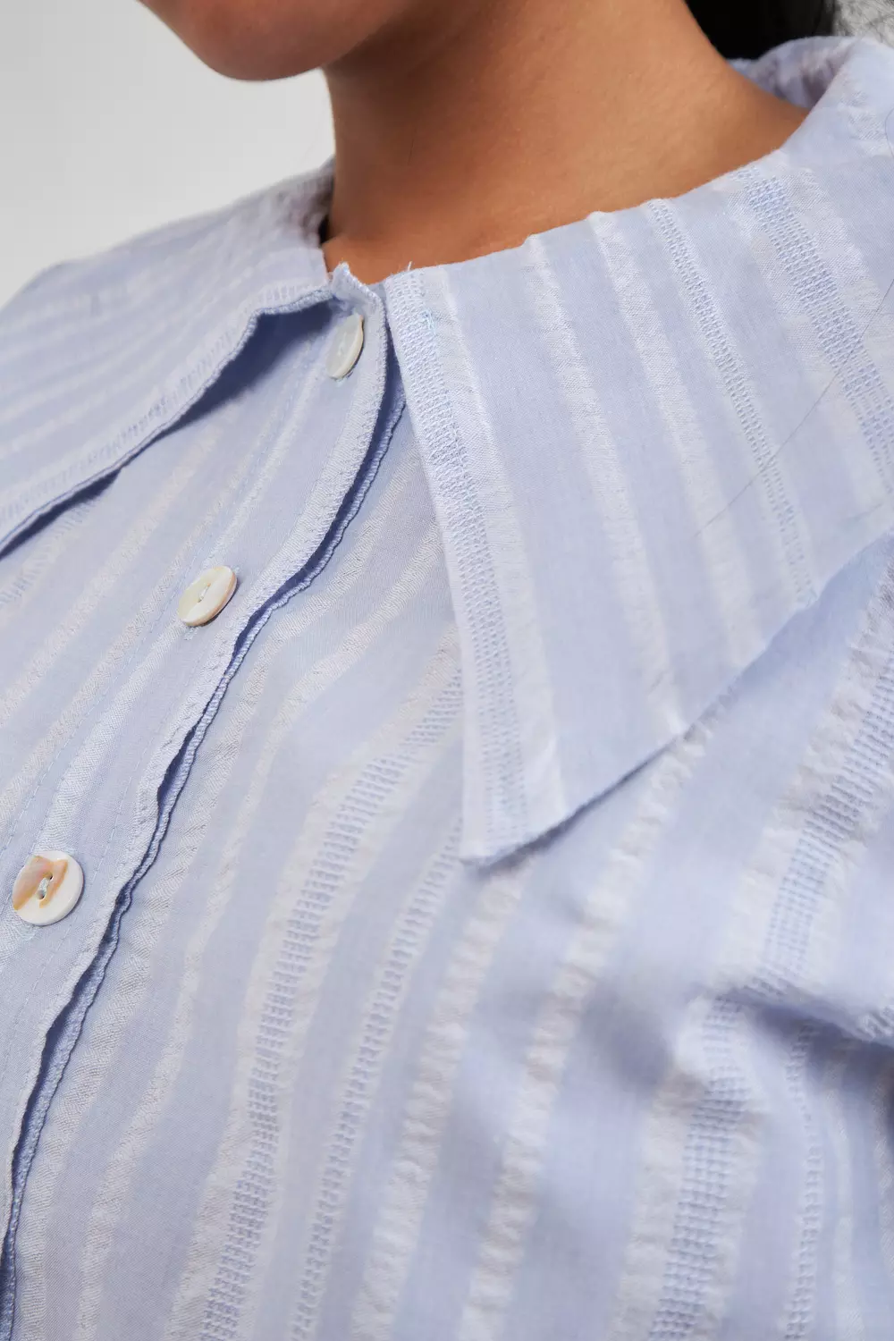 Blue-Vanilla Pan Collar Shirt  3