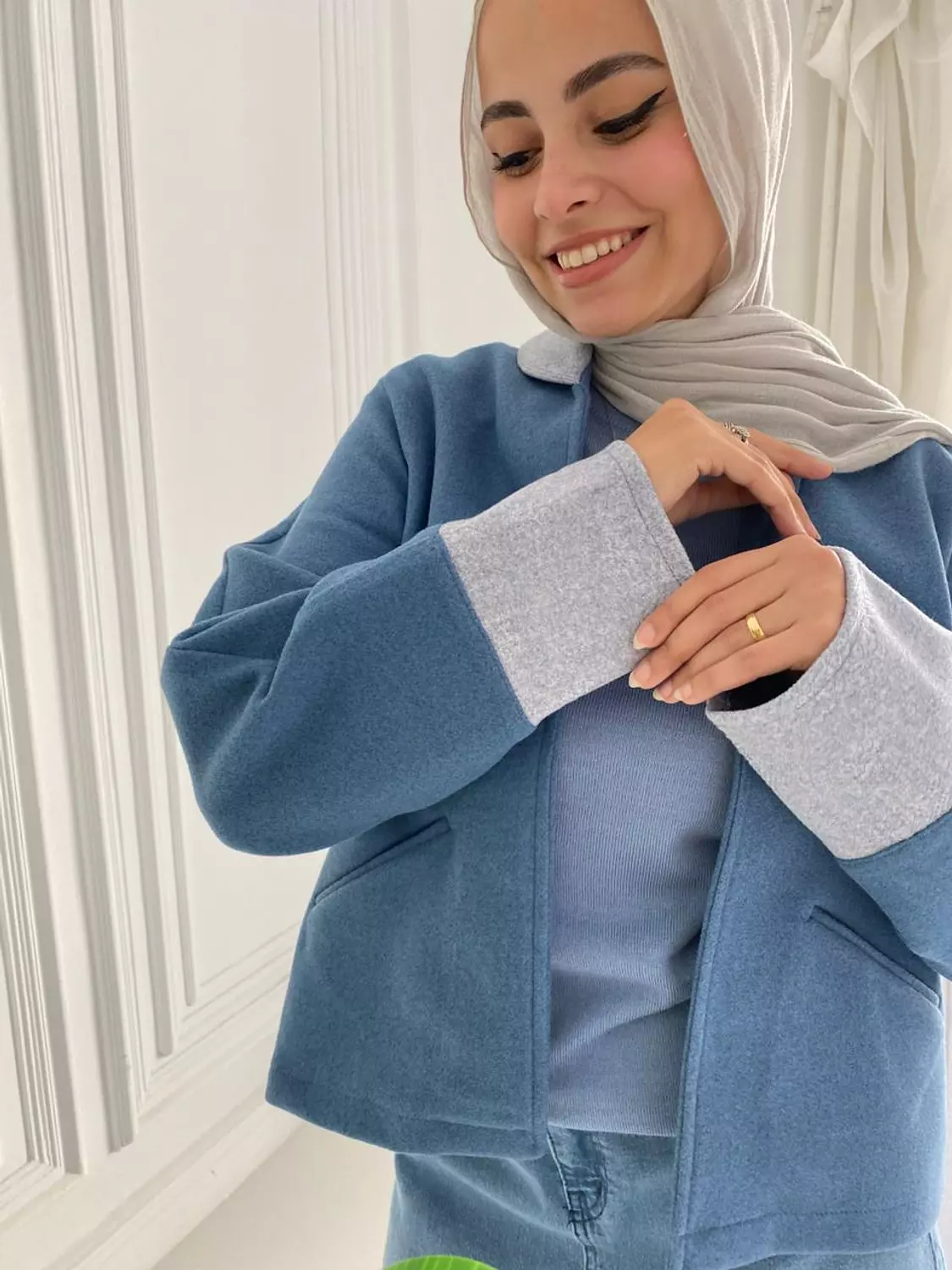 Blue Broadcloth cropped Jacket hover image