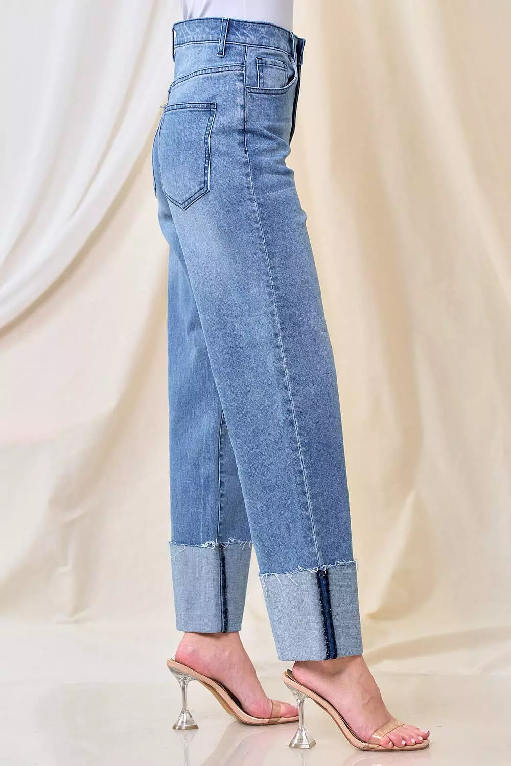 DKNY Boyfriend Straight-Leg Jeans – Folded Hem