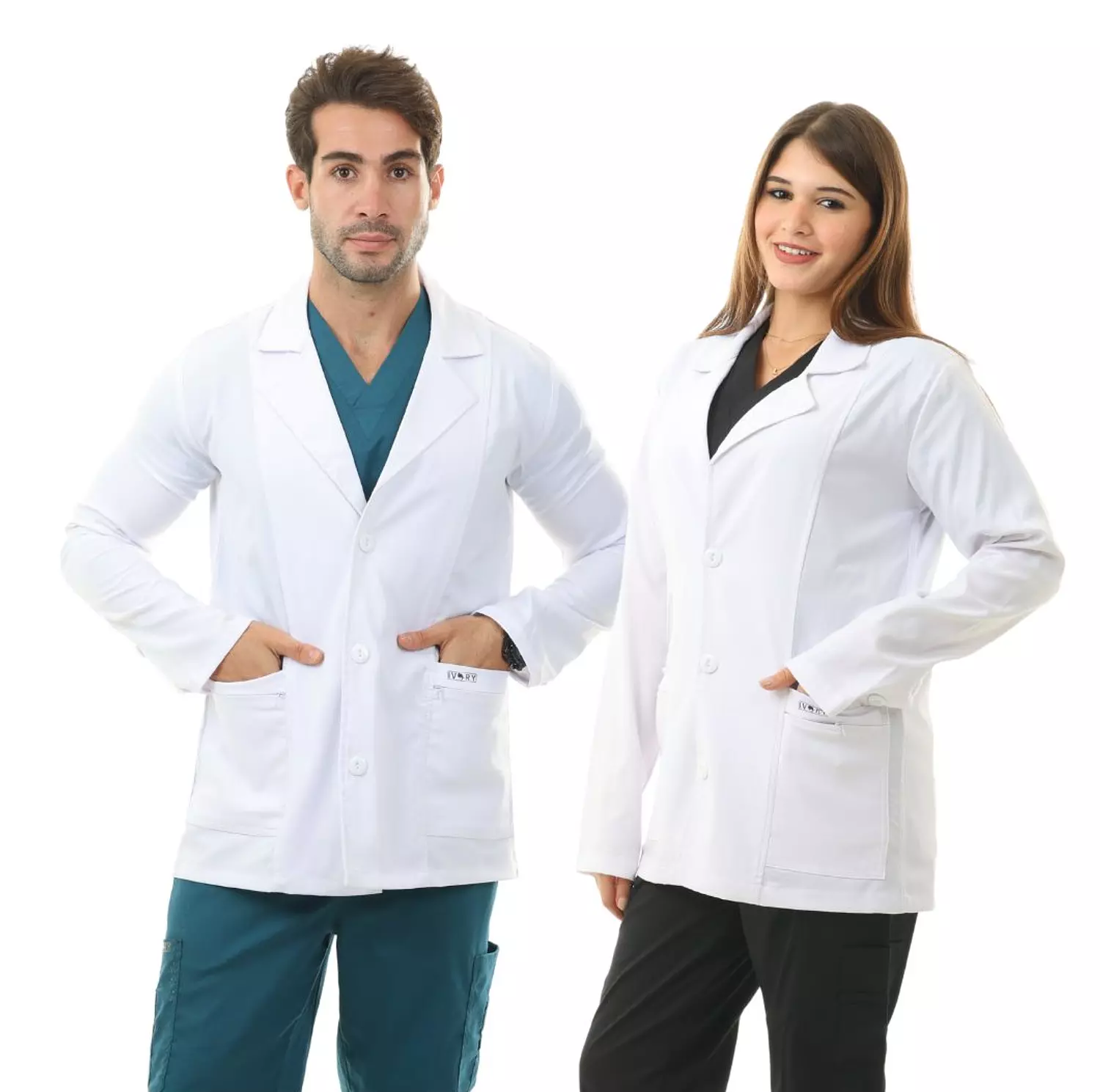 White Elegance Lab Coat Short image