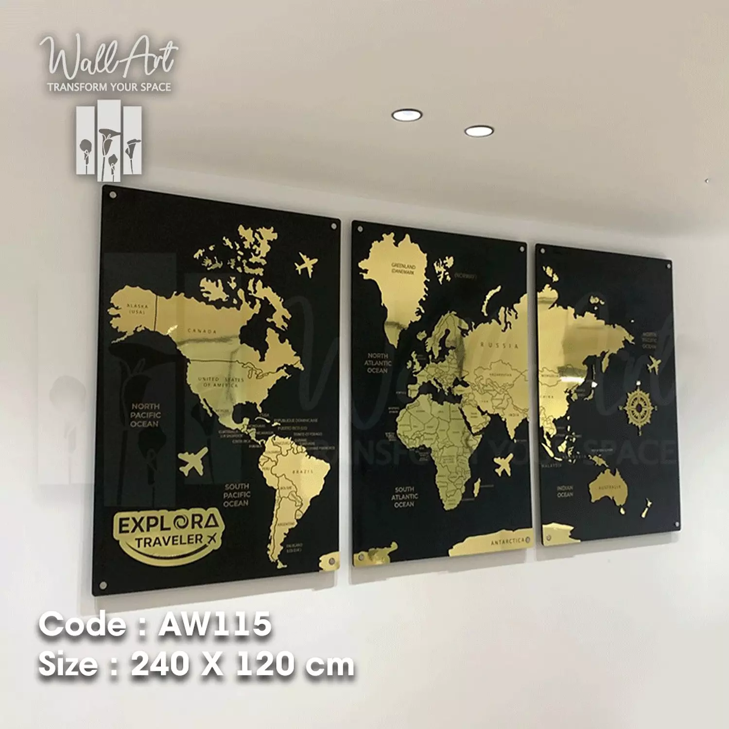 AW115-Engraved World Map   24