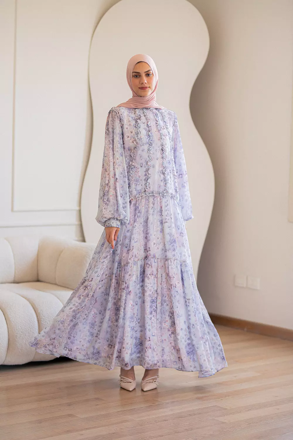 Lilac Chiffone Dress with Full Lining 4