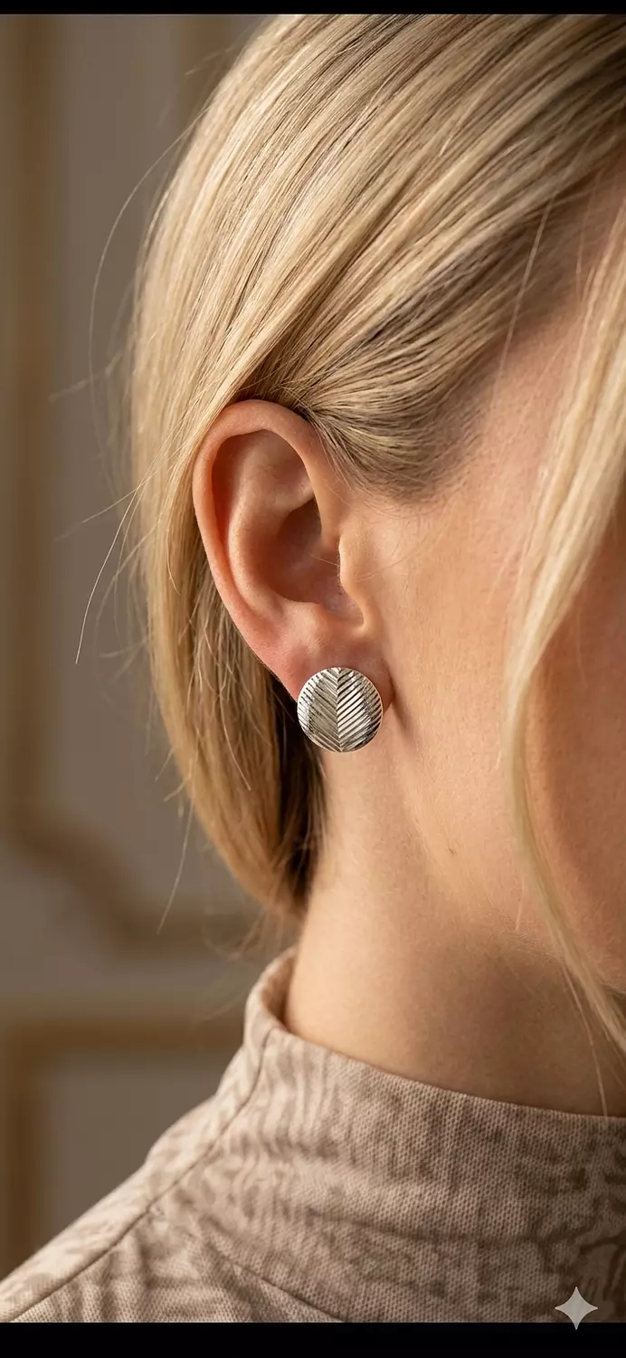 Linear horizon button earrings image