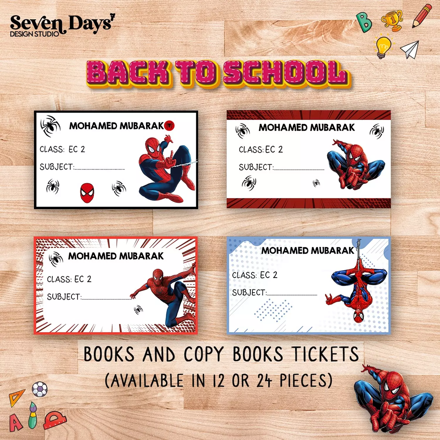 Spiderman School Labels 1