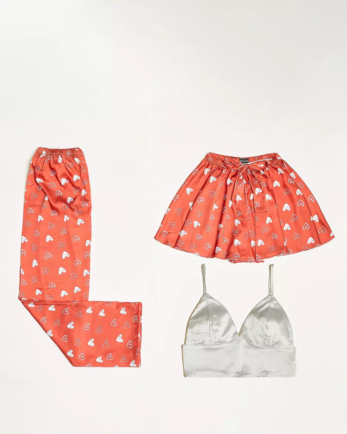 Red X White Heart Printed Set Of 3   image