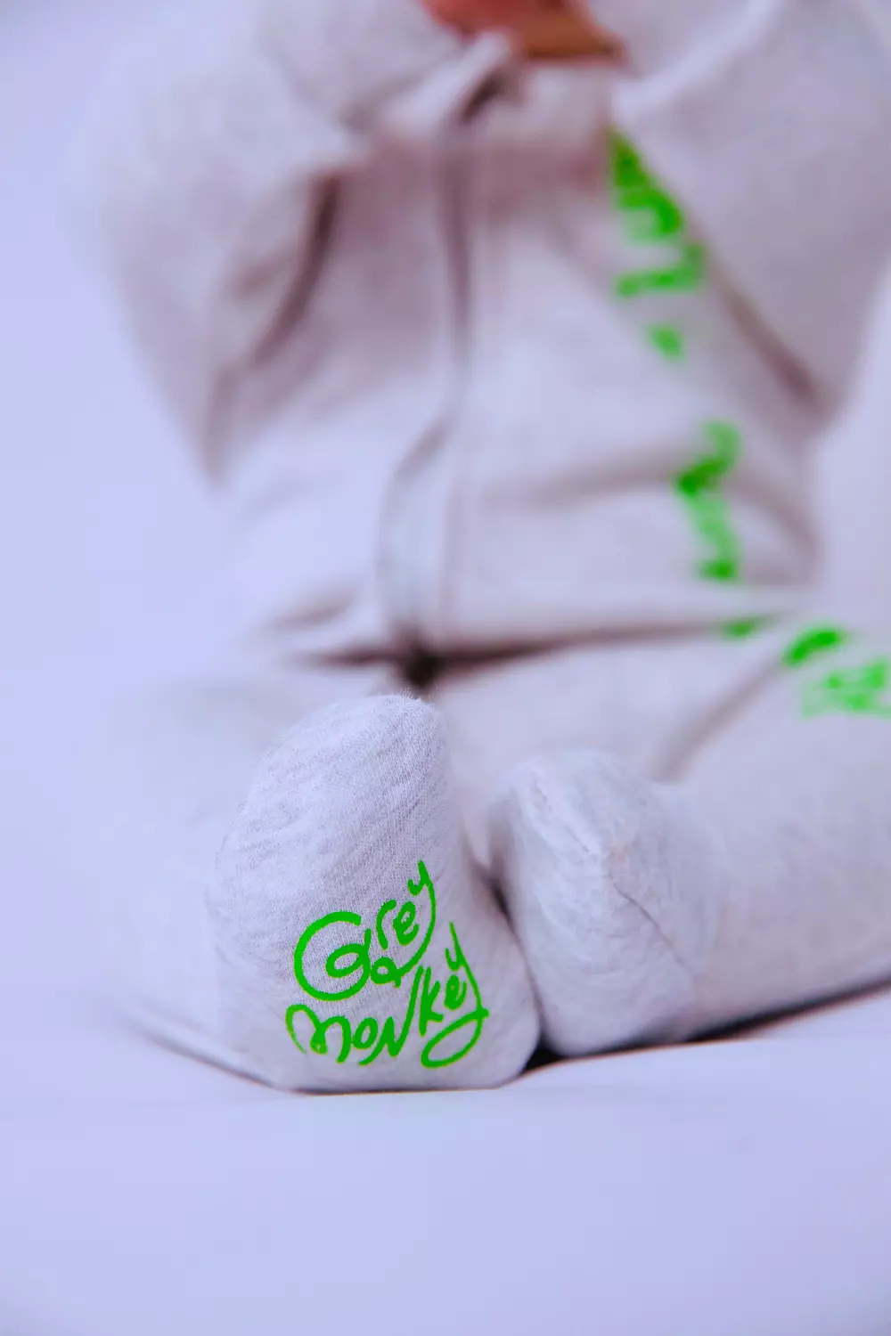 Premium Fleeced Winter Double Zipper "Ain't no mama" Footie - Glowy Grey 2