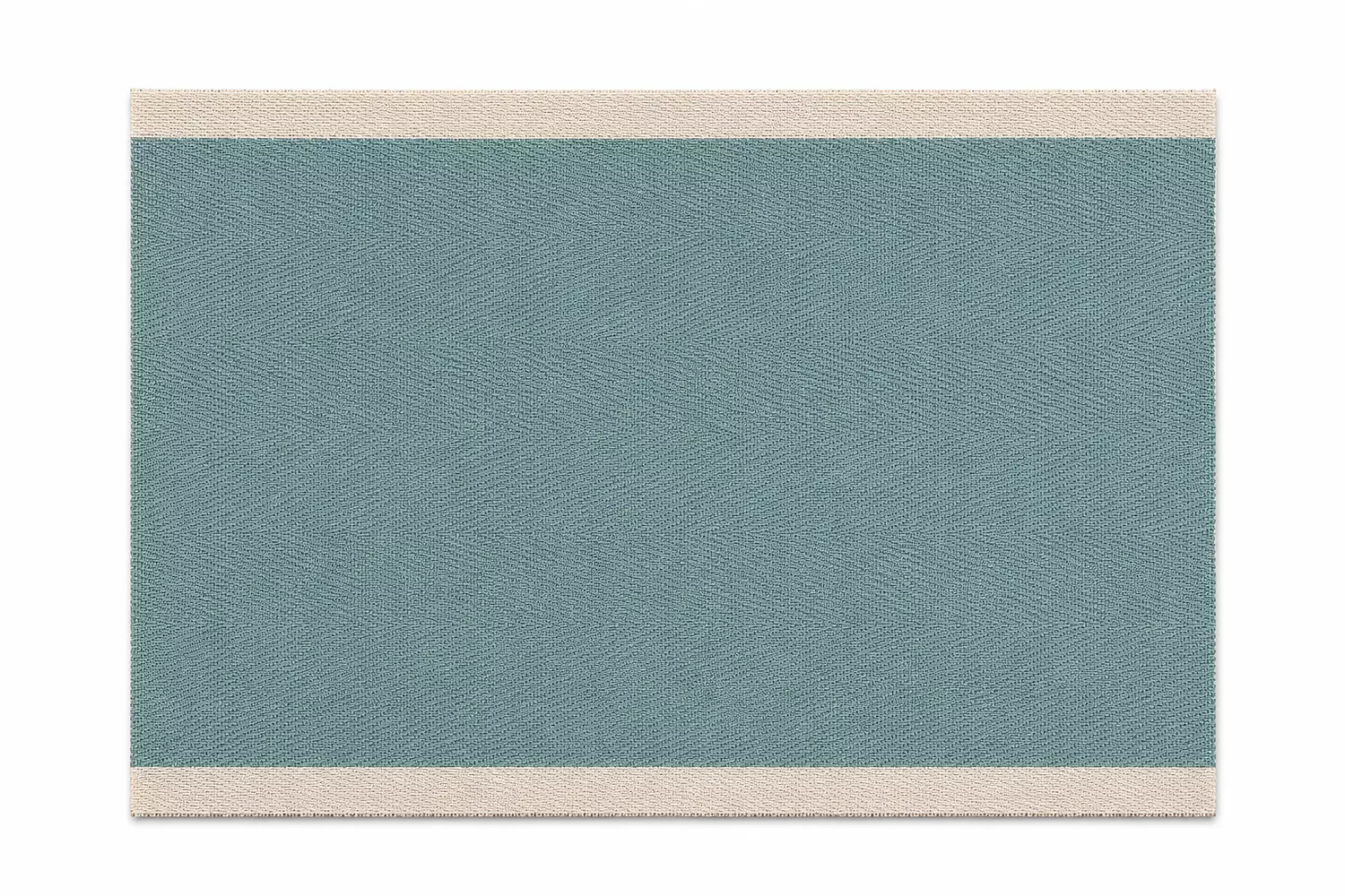 Muted teal table mat with beige borders - Set of 6 3