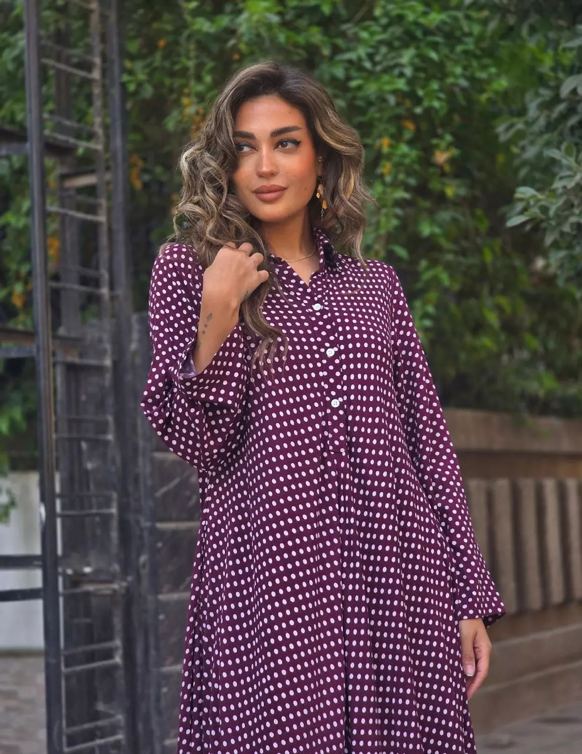 Burgundy maxi polka dress 2