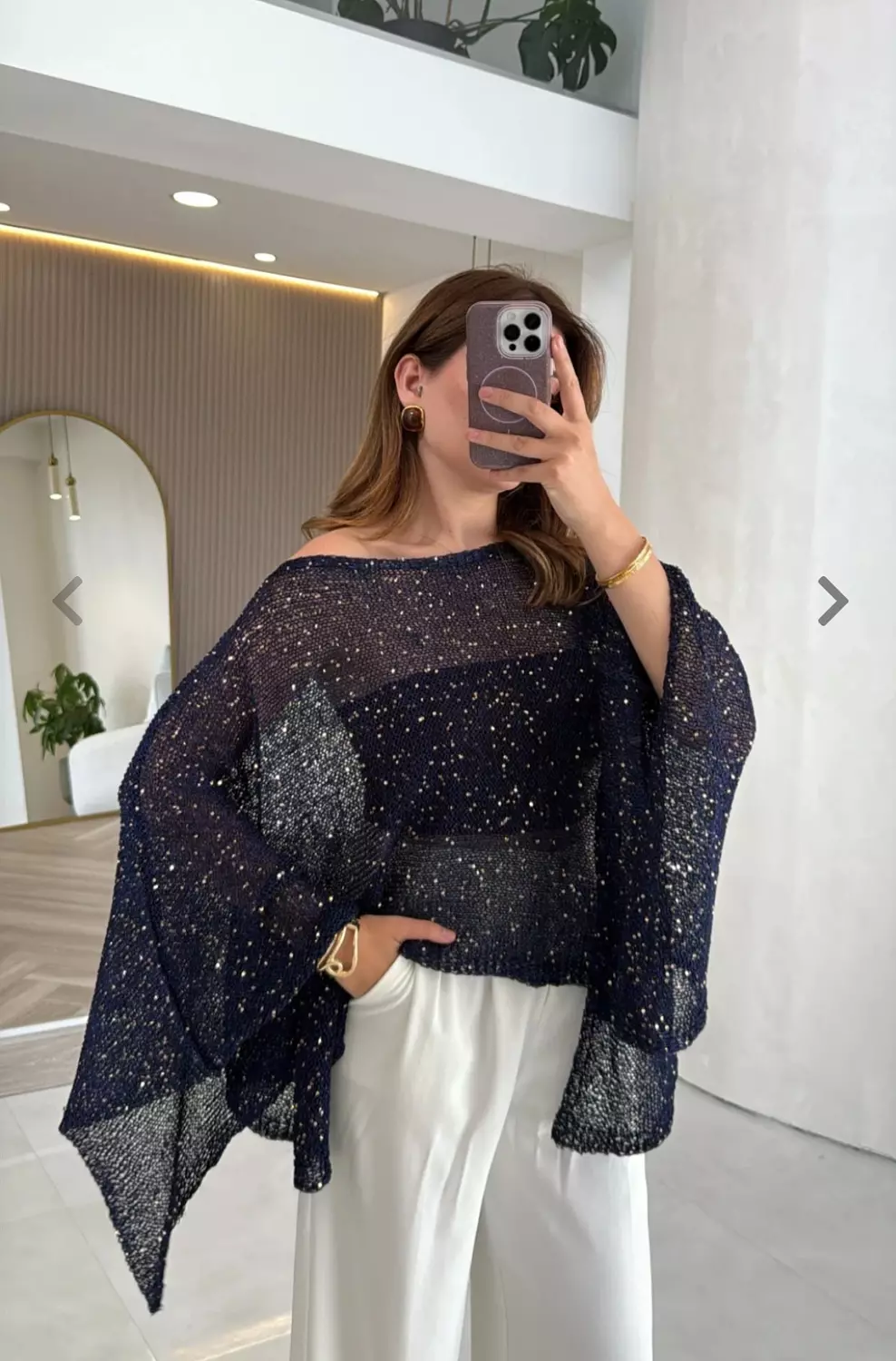 Pretty night navy blue glittery poncho image