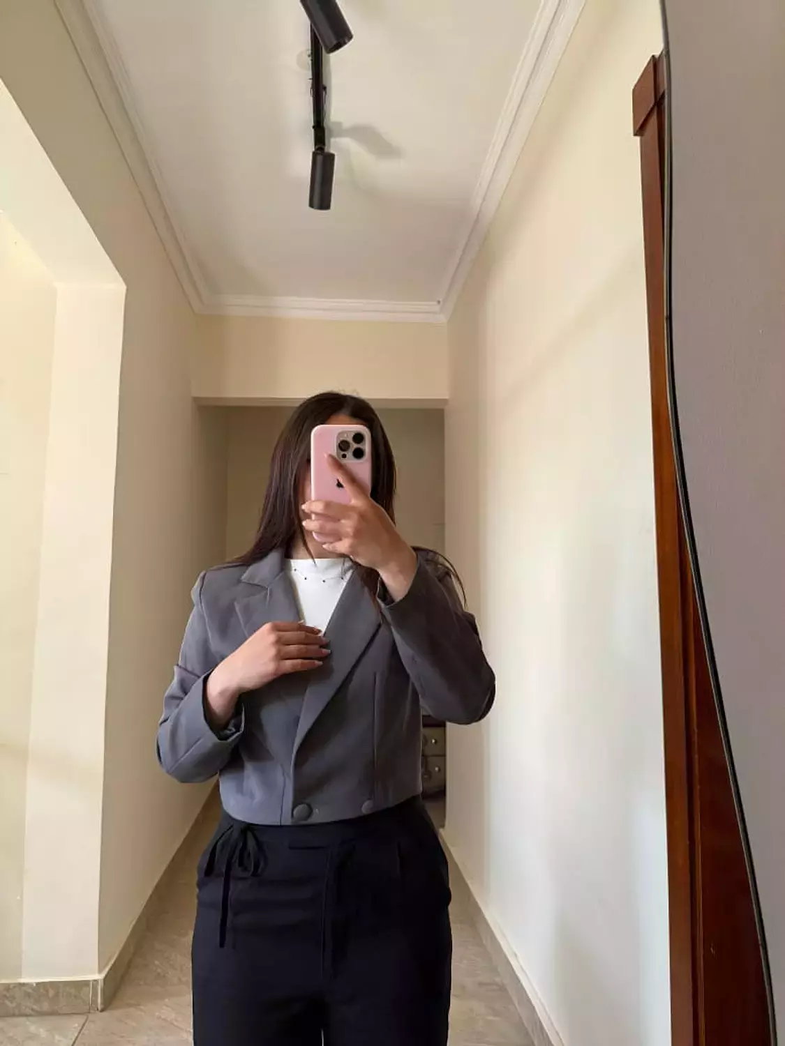 Cropped Blazer Dark Grey hover image