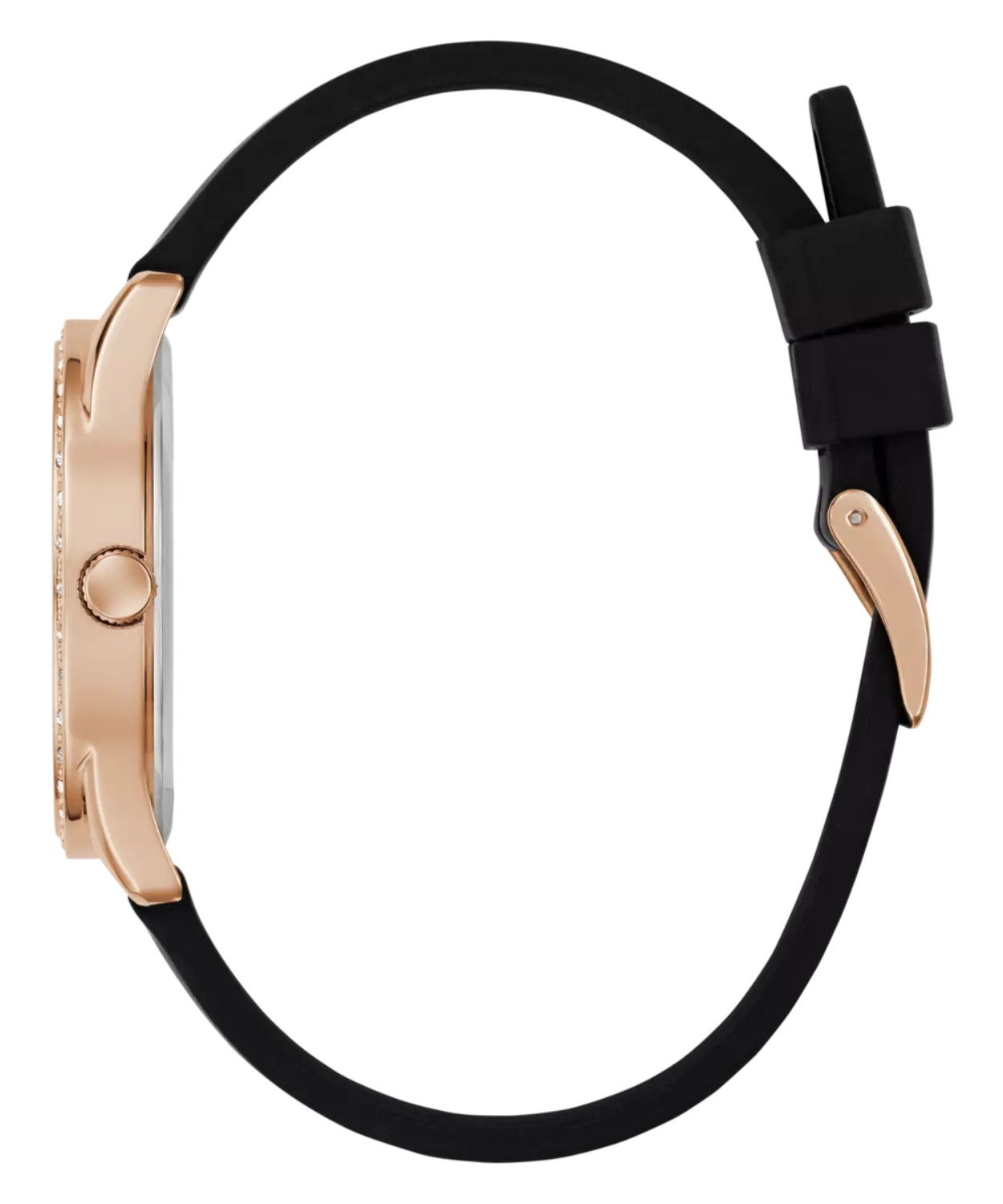 GUESS Ladies Black Rose Gold Tone Analog Watch 2