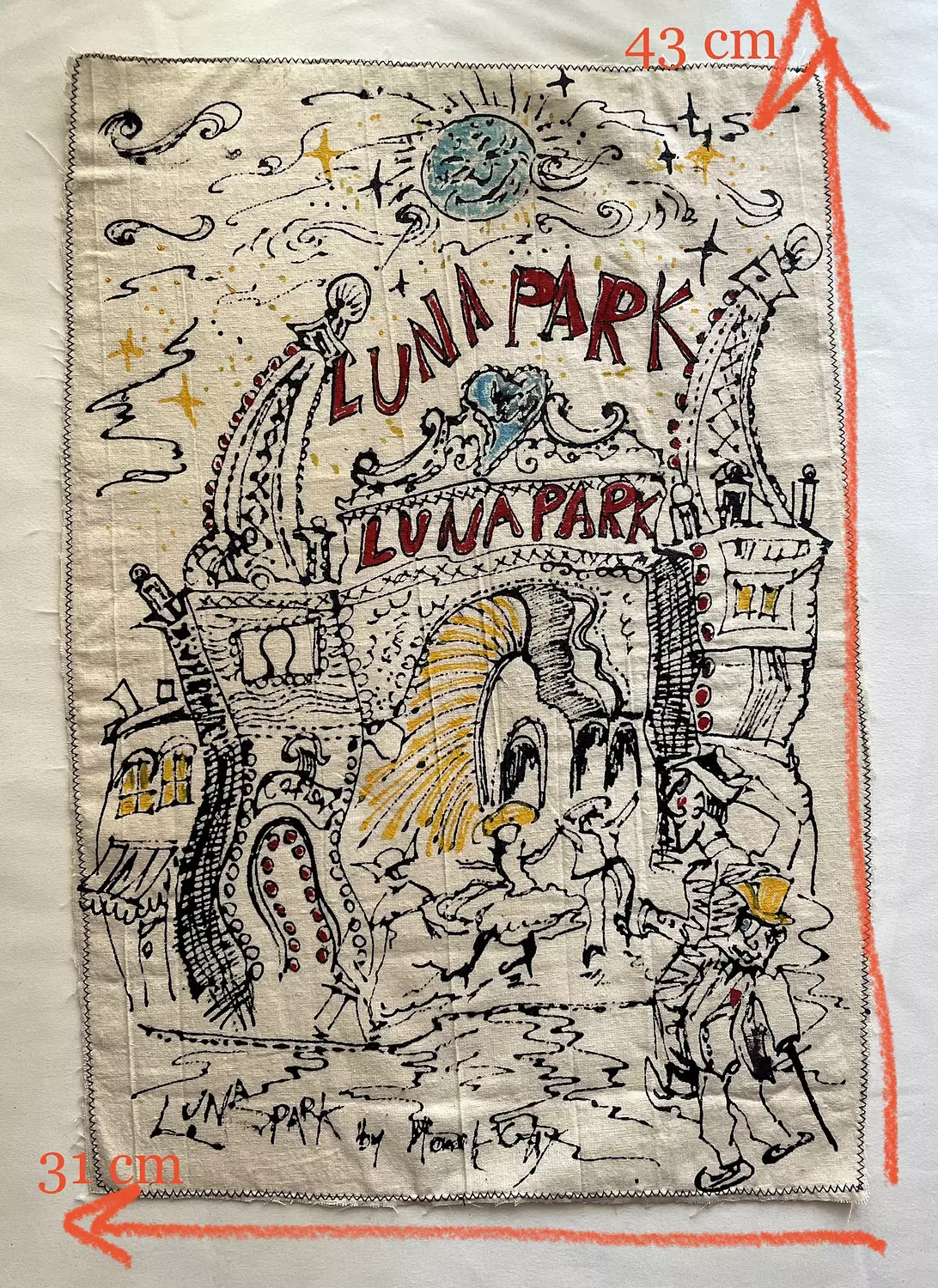 Xl “ Luna park “ hand painted patch-hya image