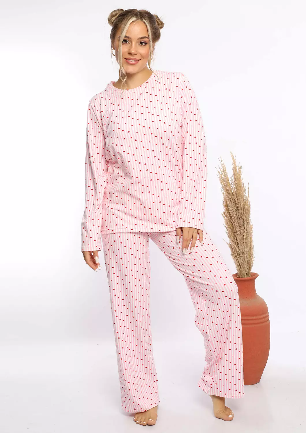 C331 PINK HEARTS LONG SLEEVES PAJAMA SET  5
