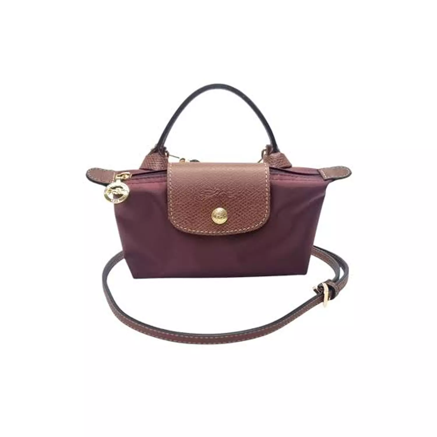 LE PLIAGE ORIGINAL POUCH WITH HANDLE Burgundy - Recycled Canvas 1