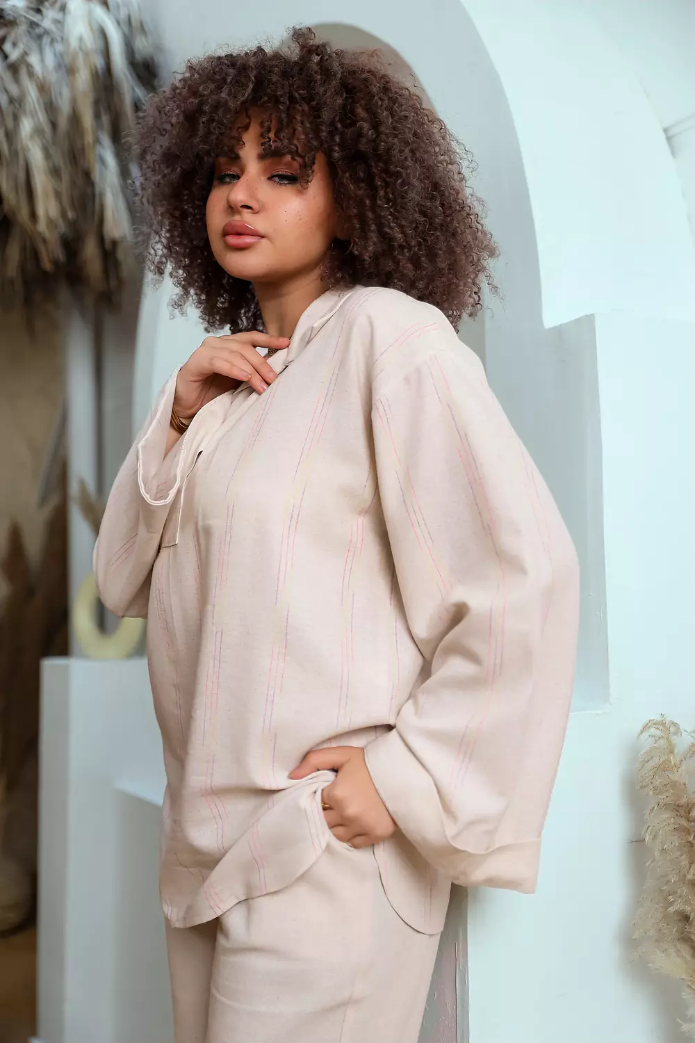 Linen stripped suit 2