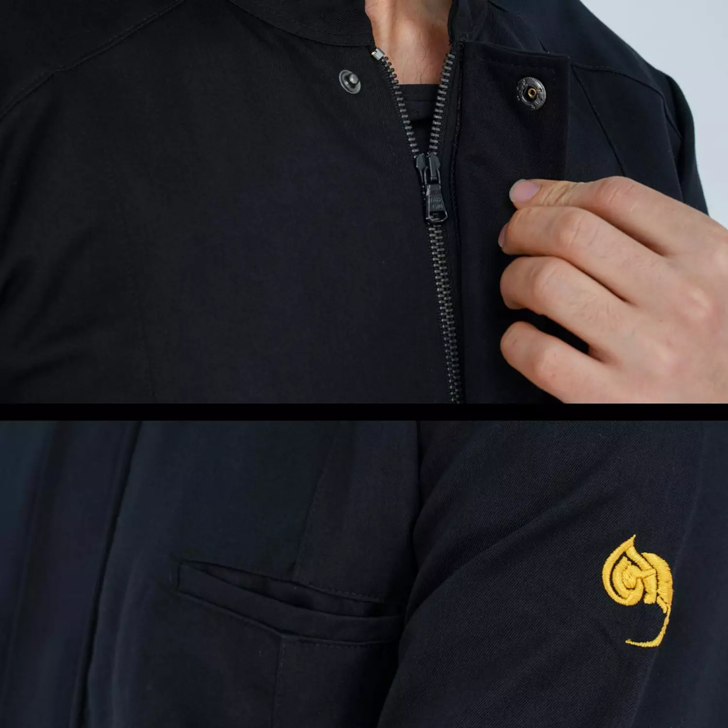 Black Half Collar Lab Coat with Zipper 3