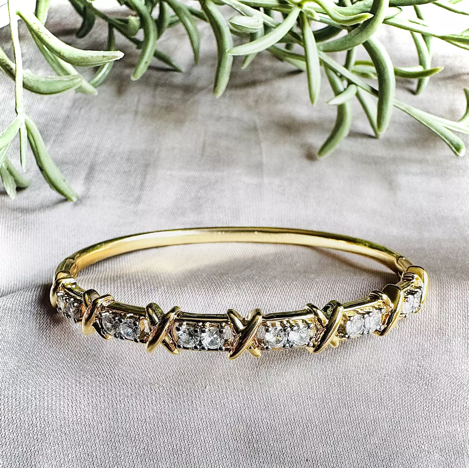 X-Shape gold plated zircon bangle image