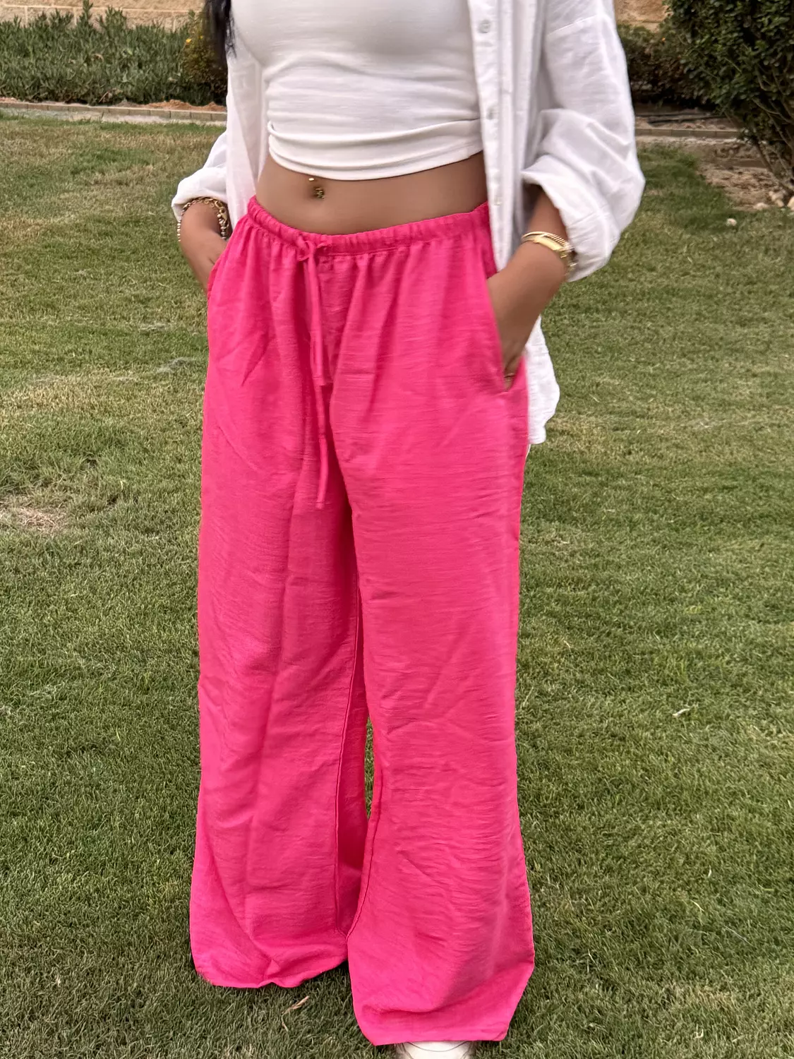 Hot Pink linen pants   image