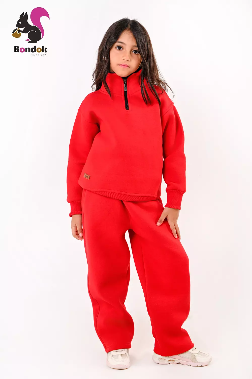 BONDOK Kids Tracksuit Set – Girls¼-Zip Stand-Collar Sweater & Jogger Pants, Comfy Fit – Ages 4–14 16
