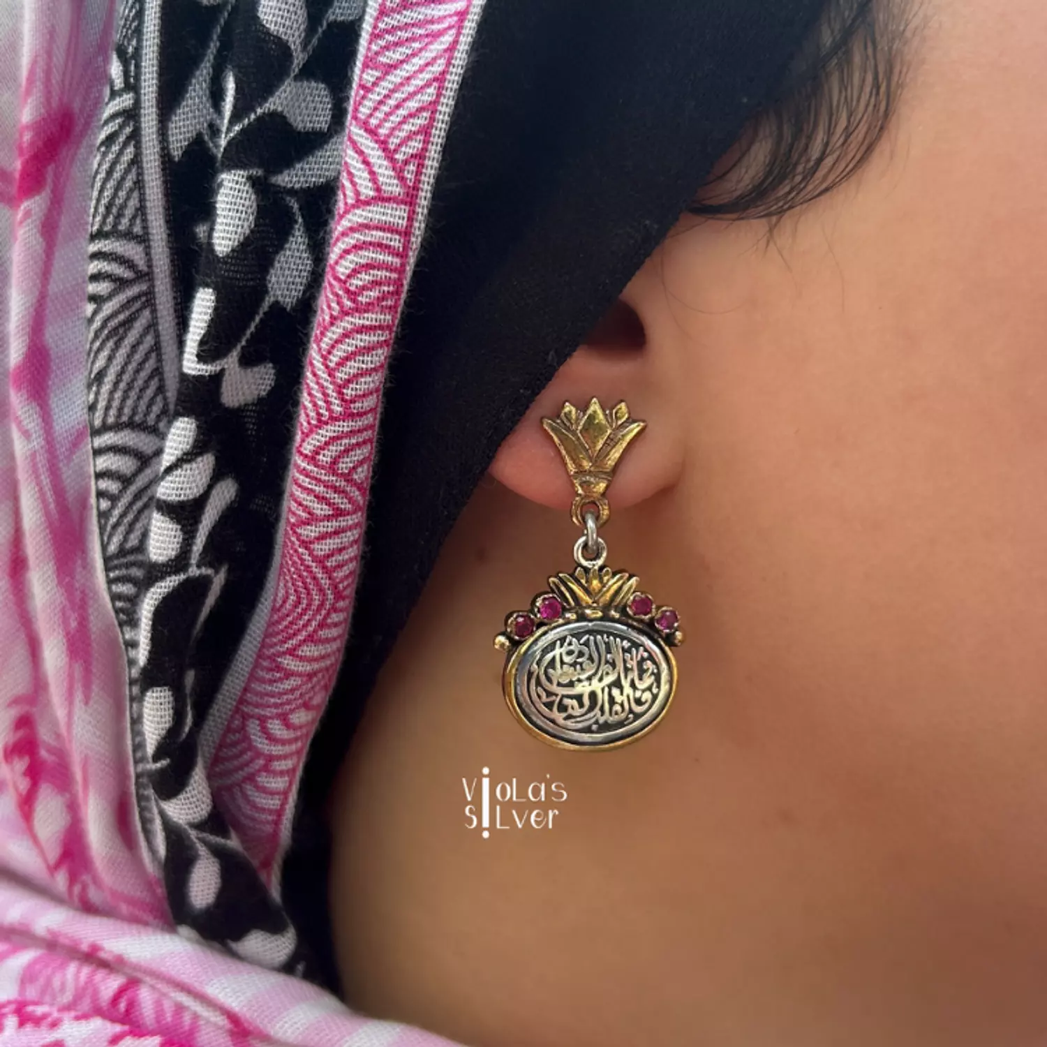 Gold plated lotus earring image