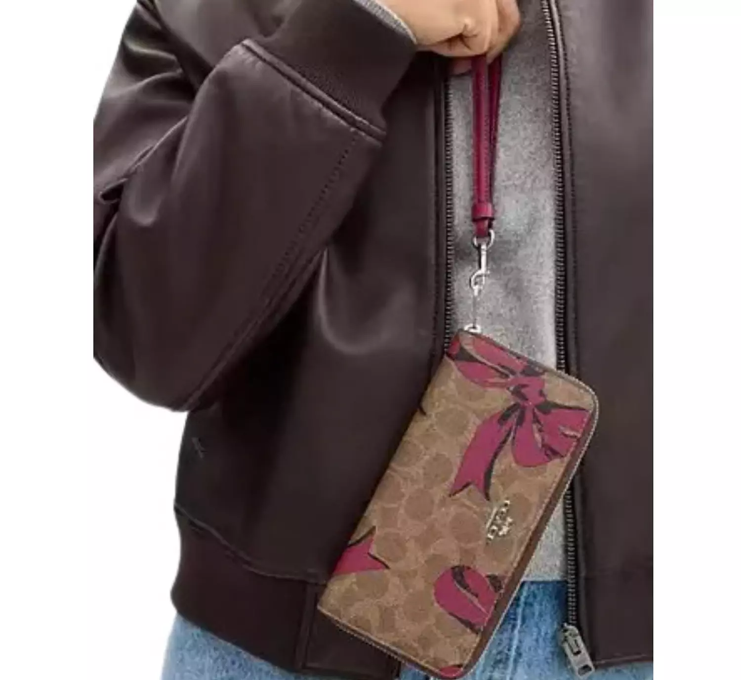 LONG ZIP AROUND WALLET IN SIGNATURE CANVAS WITH BOW PRINT 2
