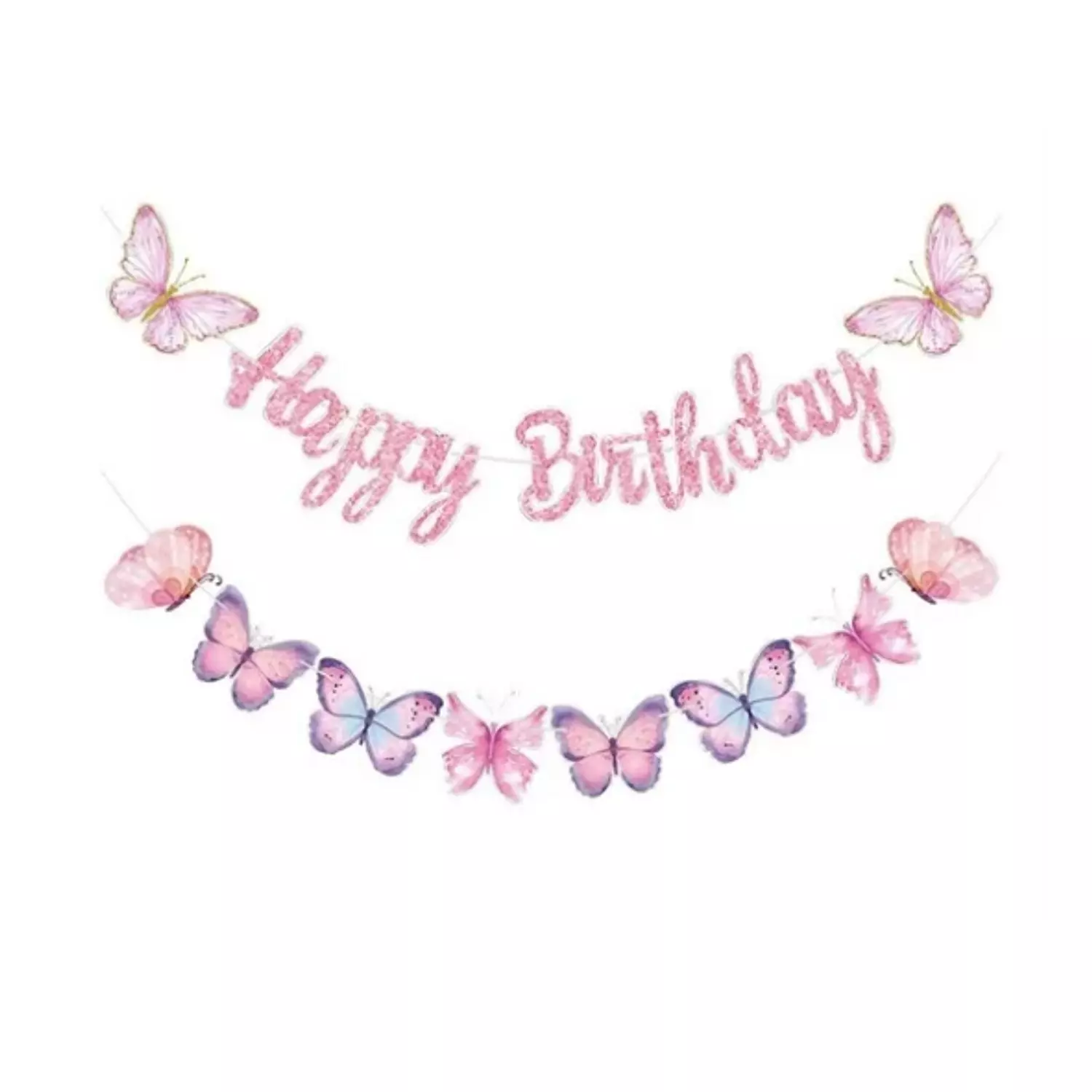 Pink Butterfly Happy Birthday Garland image