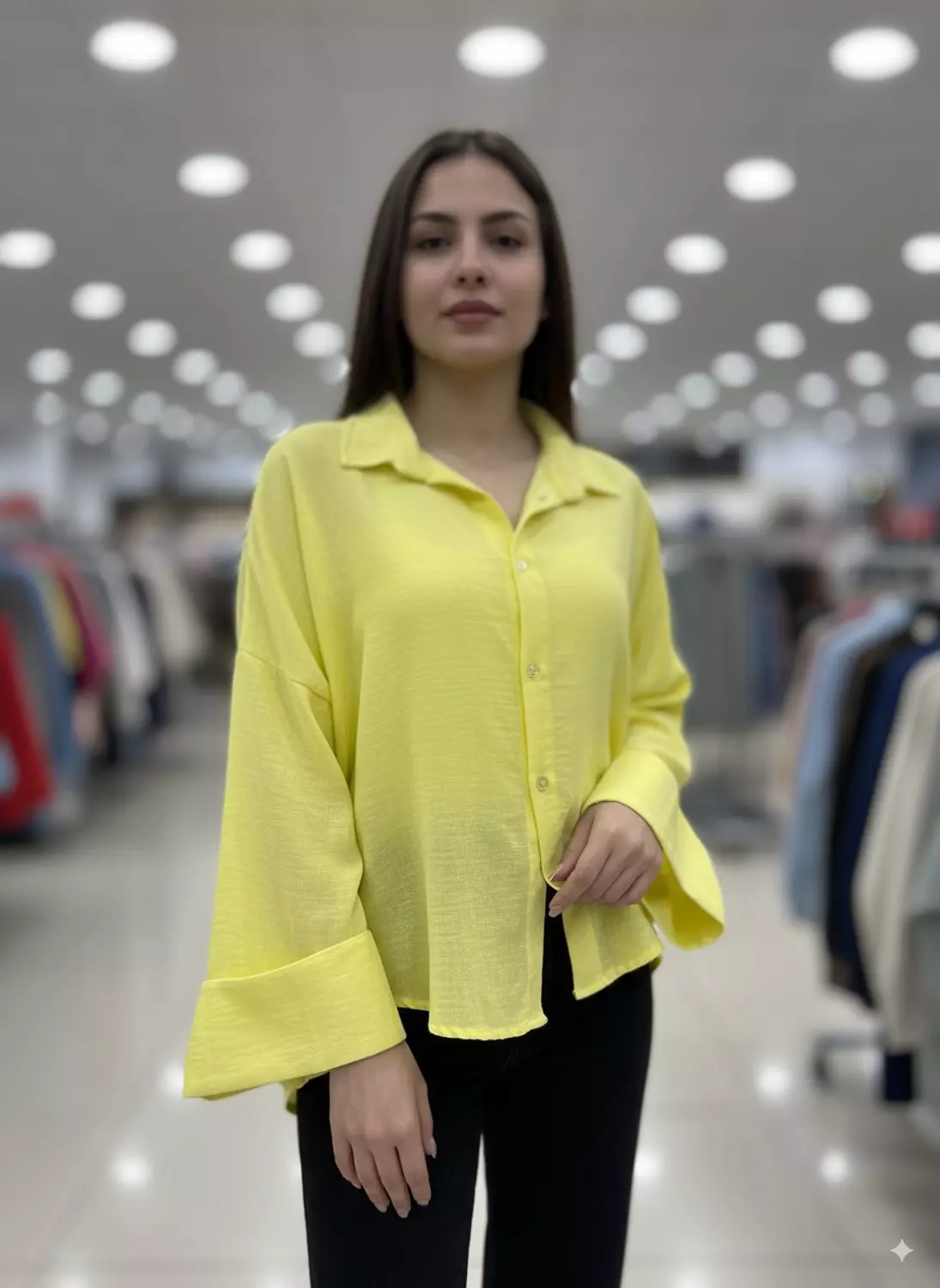 High-Low Hem Linen Collared Shirt image