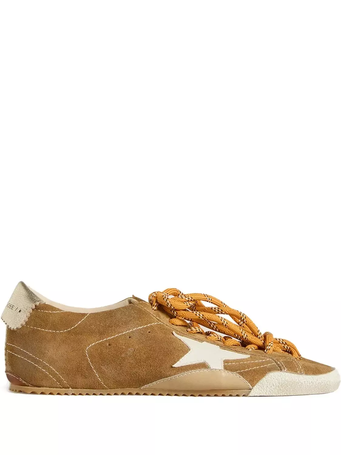 Golden Goose True-Star in tobacco-colored suede with white star image