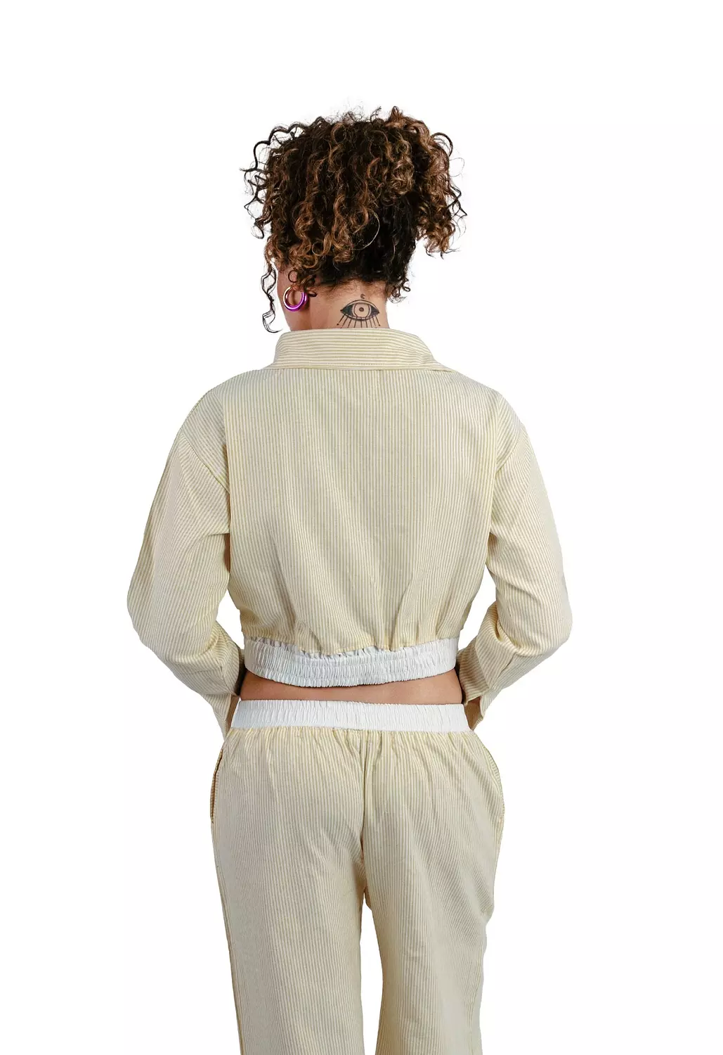 Pastel yellow Stripe set in boxer Pants 1
