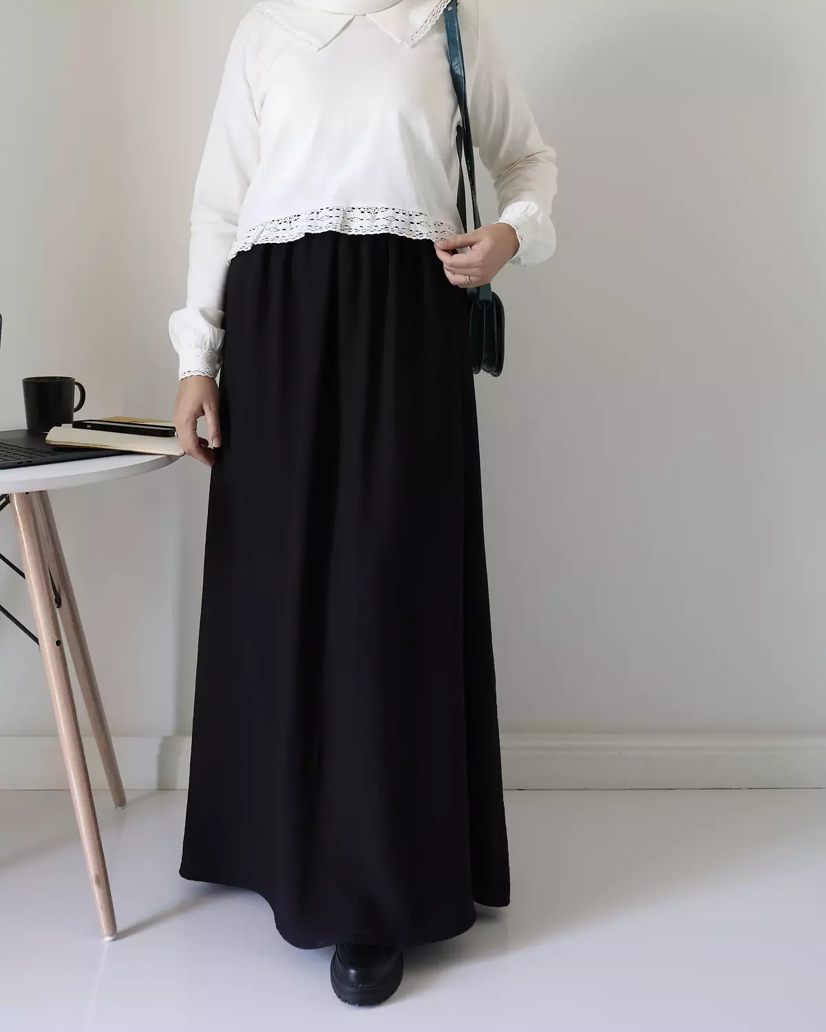  Black Linen A line skirt 4