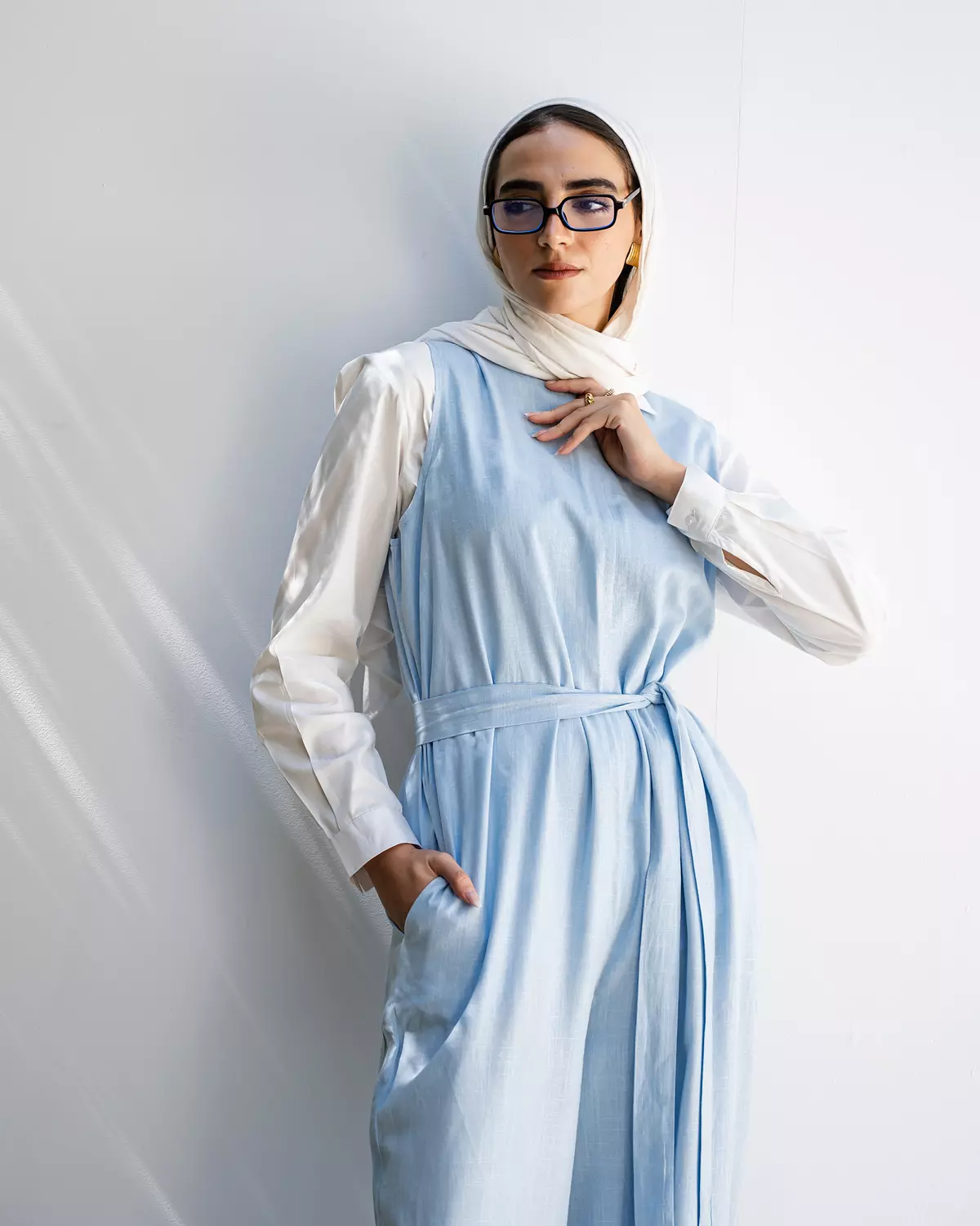 Linen Jumpsuit in sky blue 2