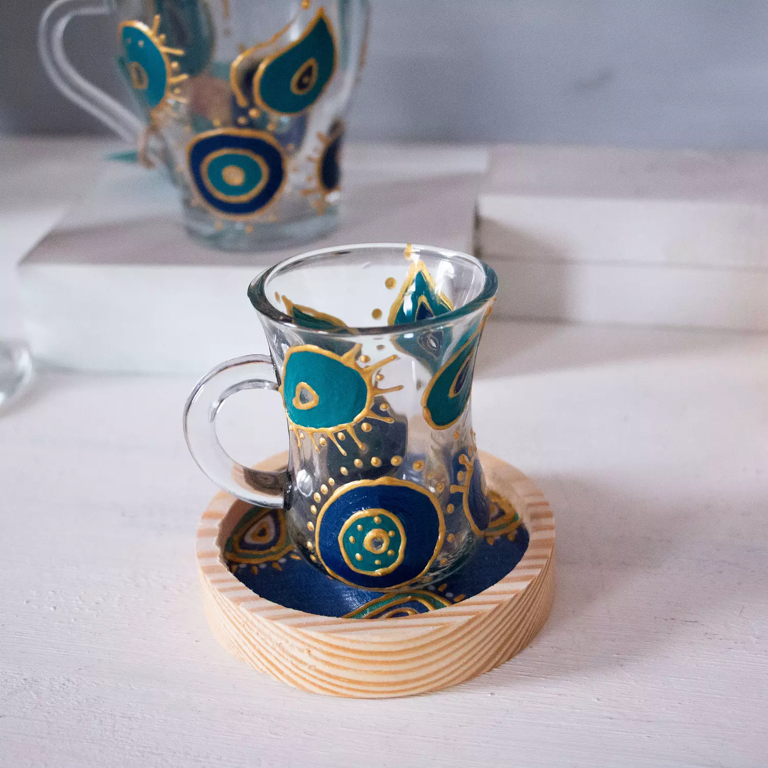 Blue Eyes Istikana & Wooden Coaster 1