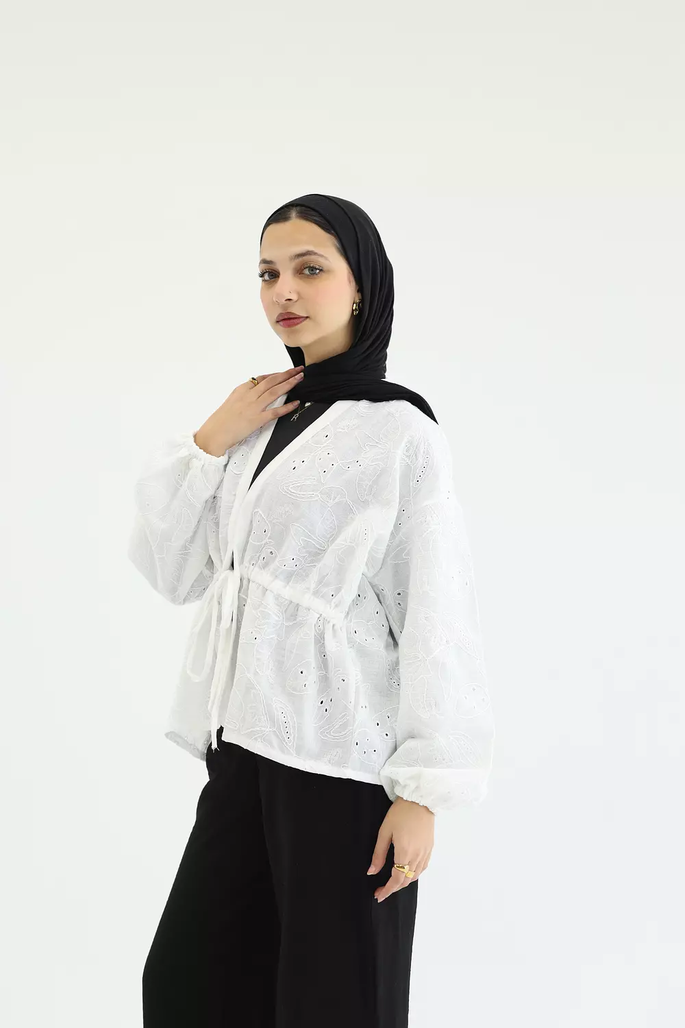 White flowered stomach cardigan 3