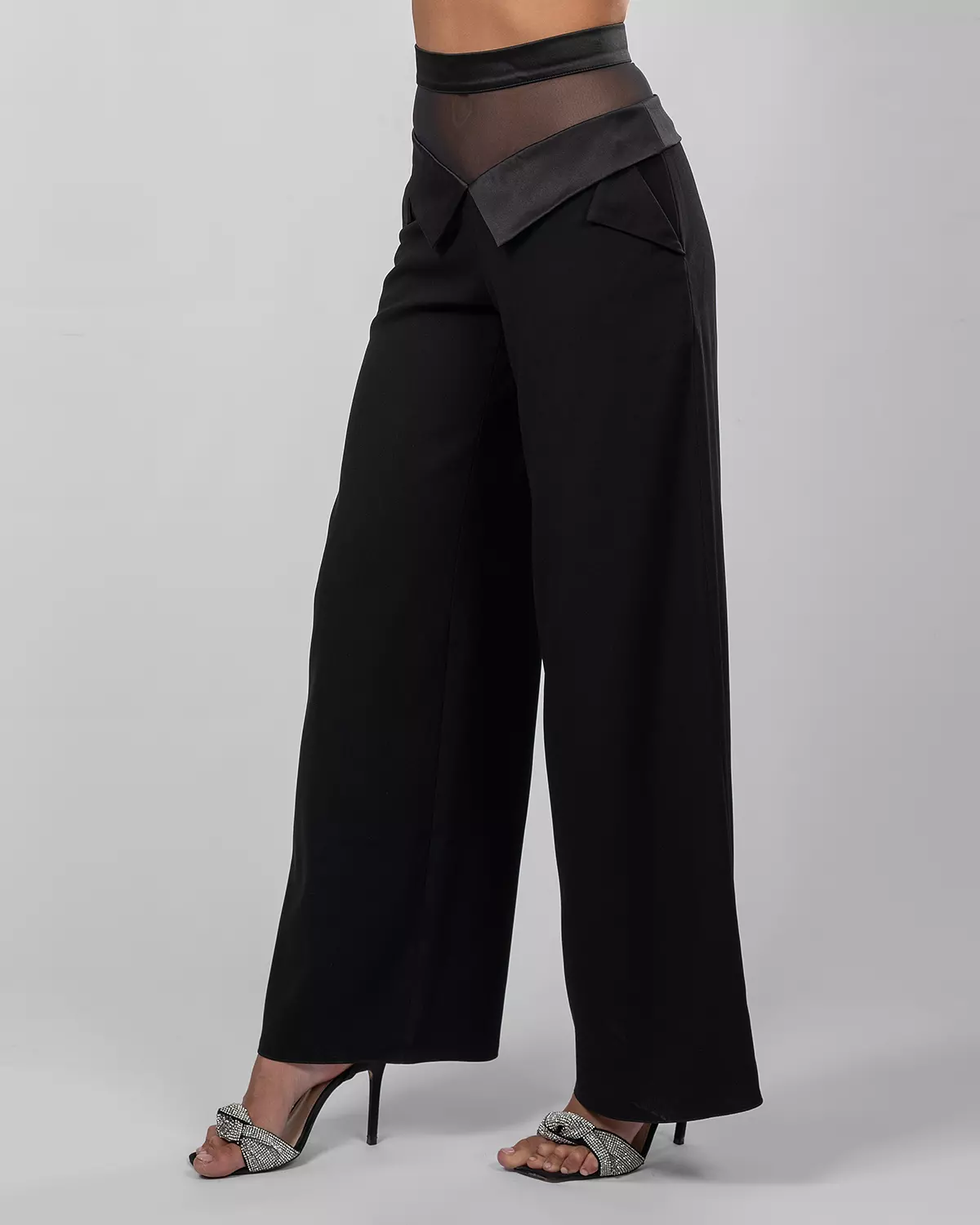 Black Stain Wide-Leg Trousers 3