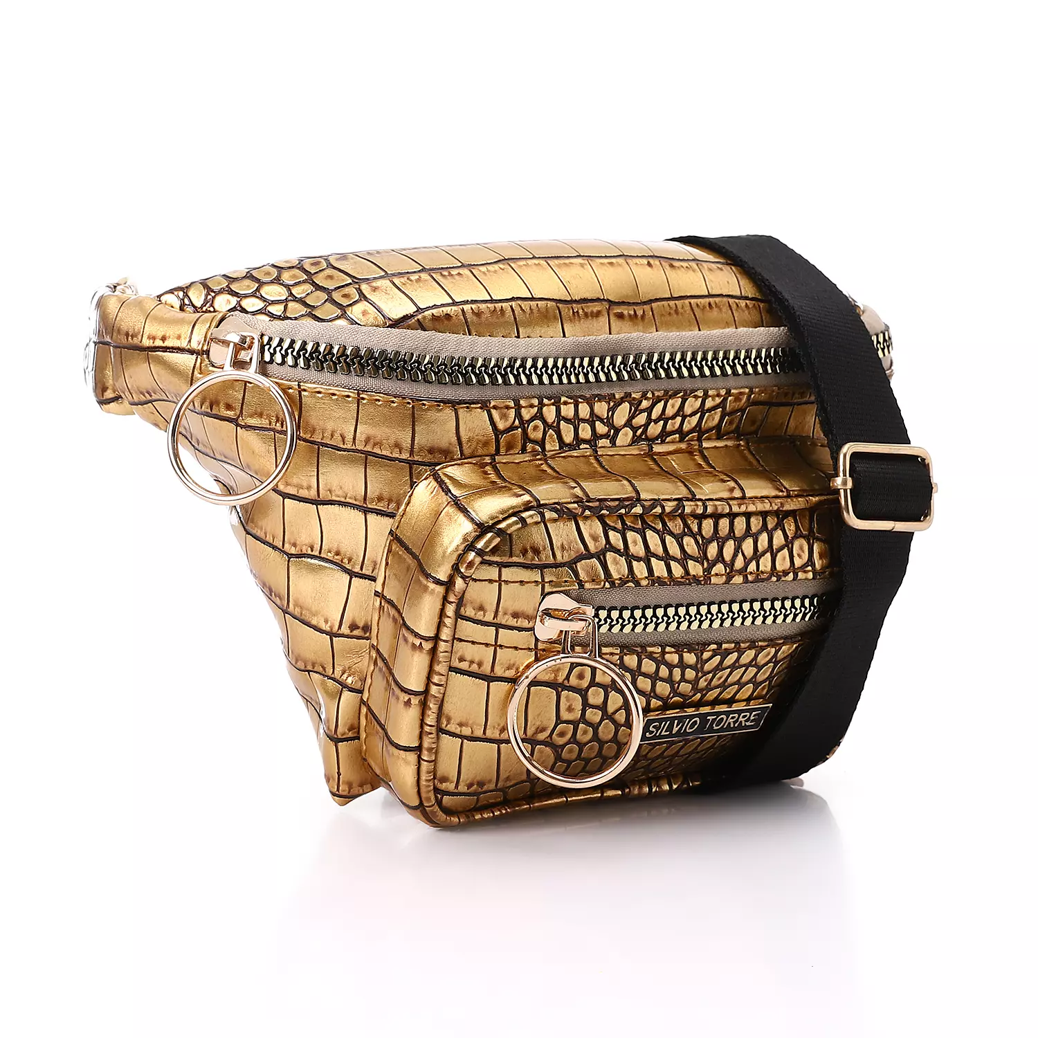 Shiny Snake Leather Super Waist Bag-Gold 1