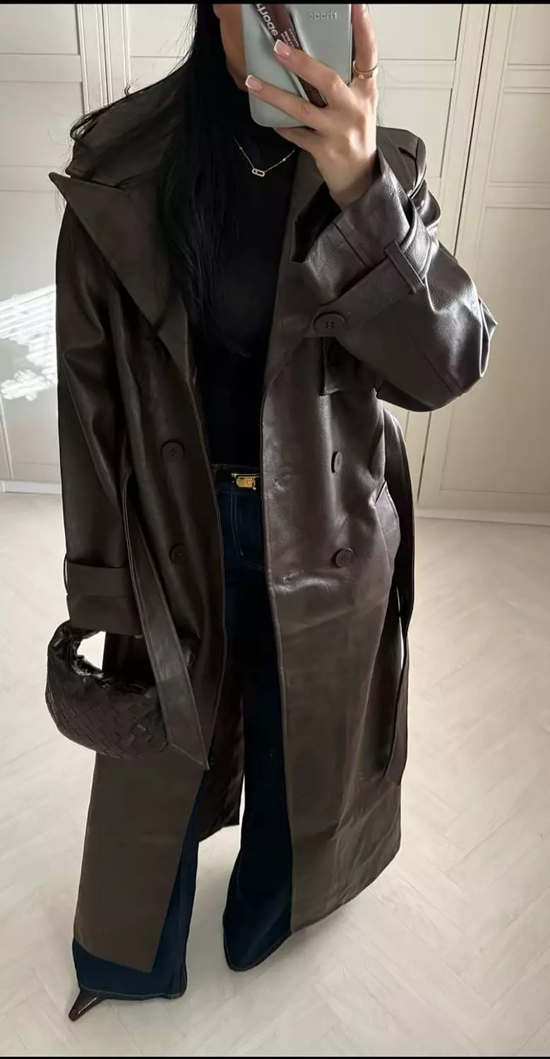 Longline Leather Duster Coat 7