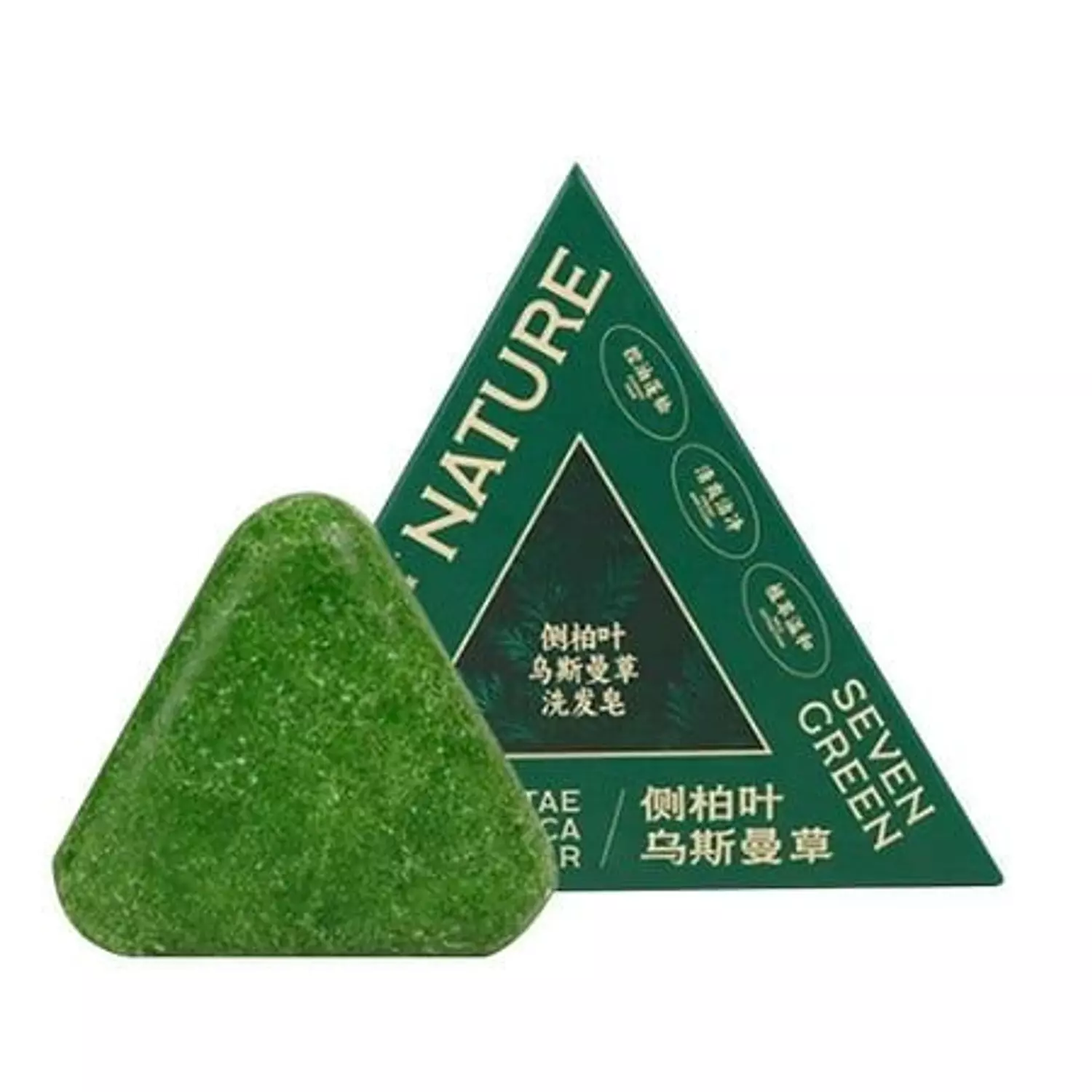 Nature Seven Green Soap Shampoo, Nature Triangle Shampoo Soap Bar image
