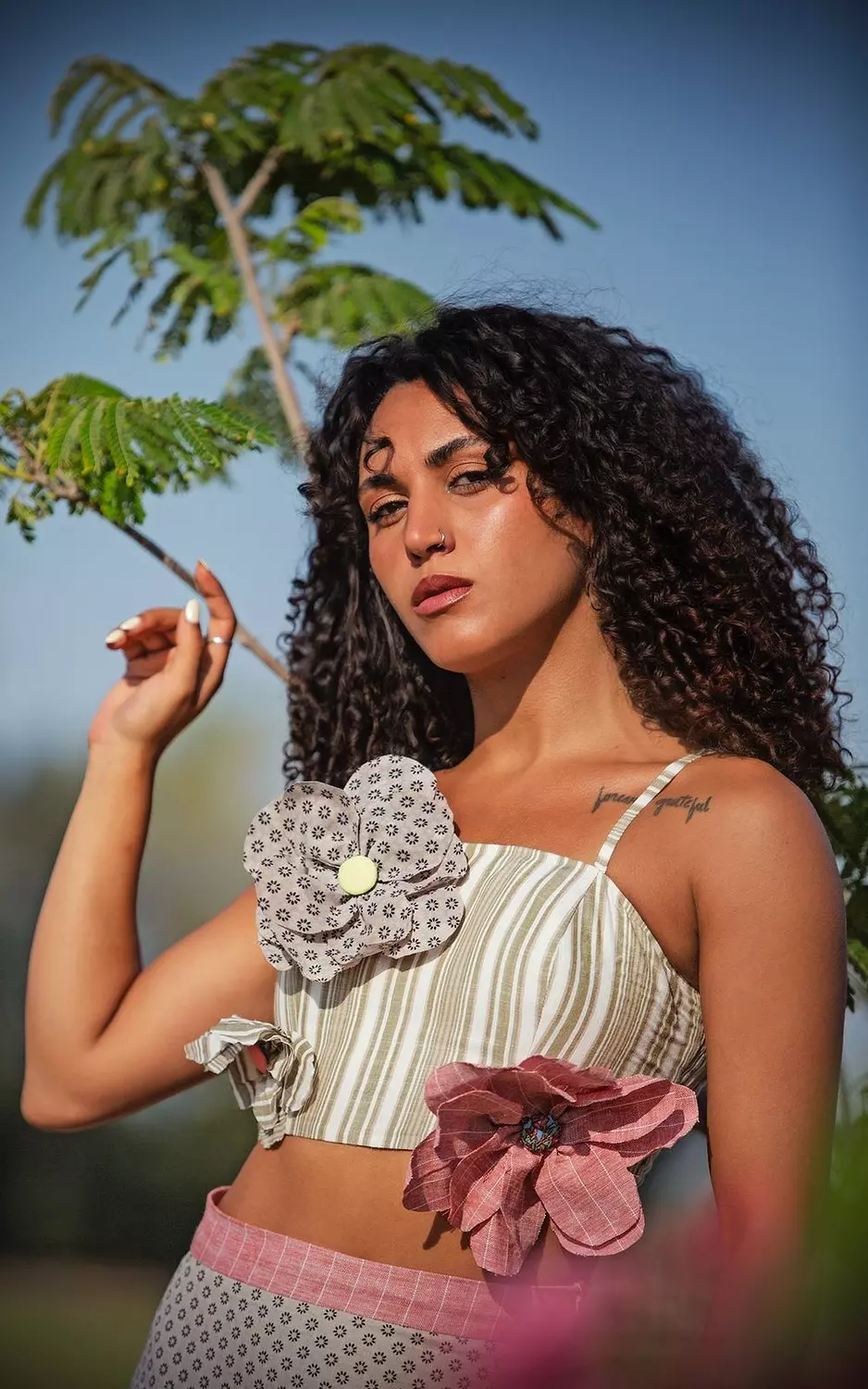 Crop Top w/ 3D Handmade Flowers 2
