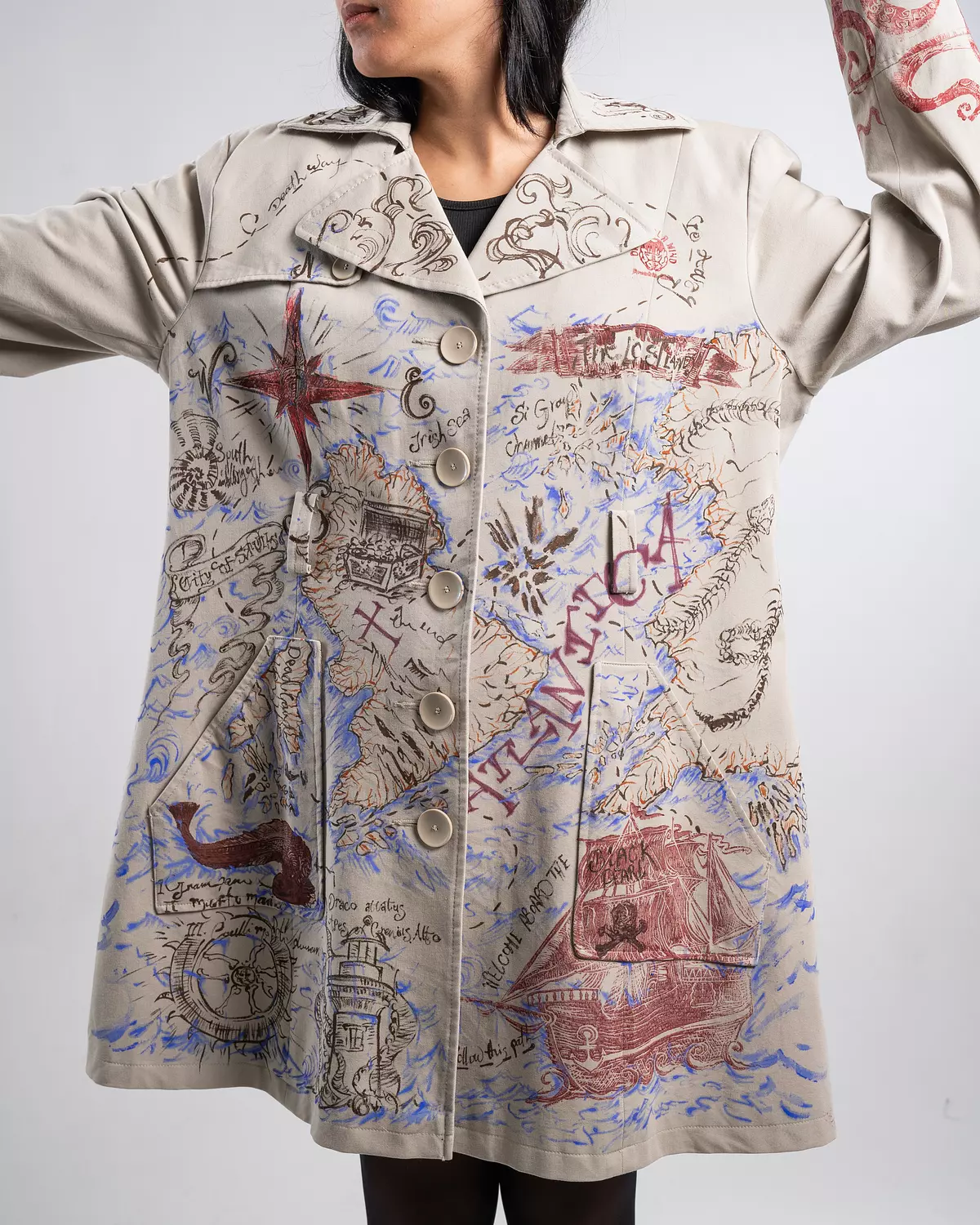 "Hidden depths “ 1of1 hand-painted coat  4