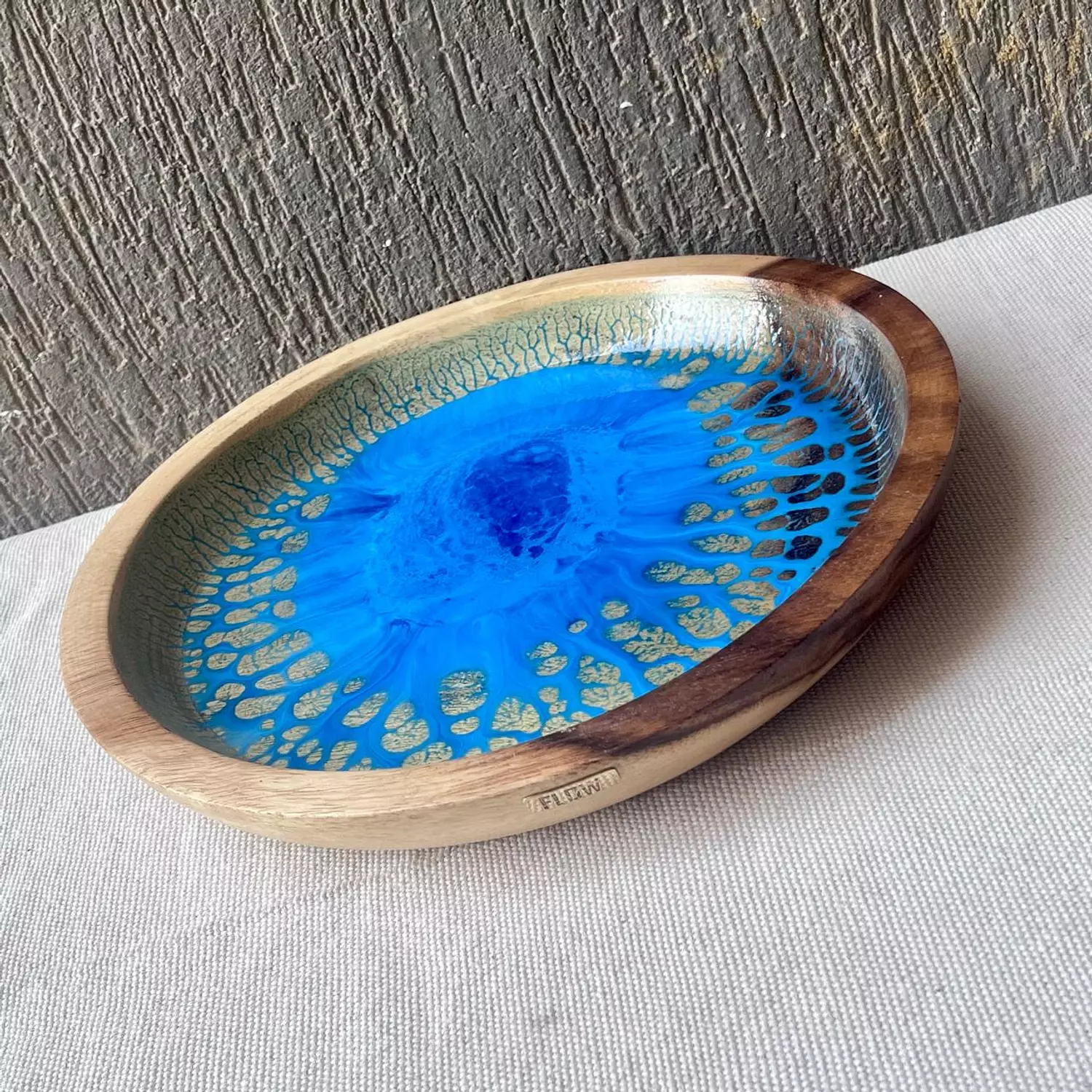 Blue light wooden bowl 4